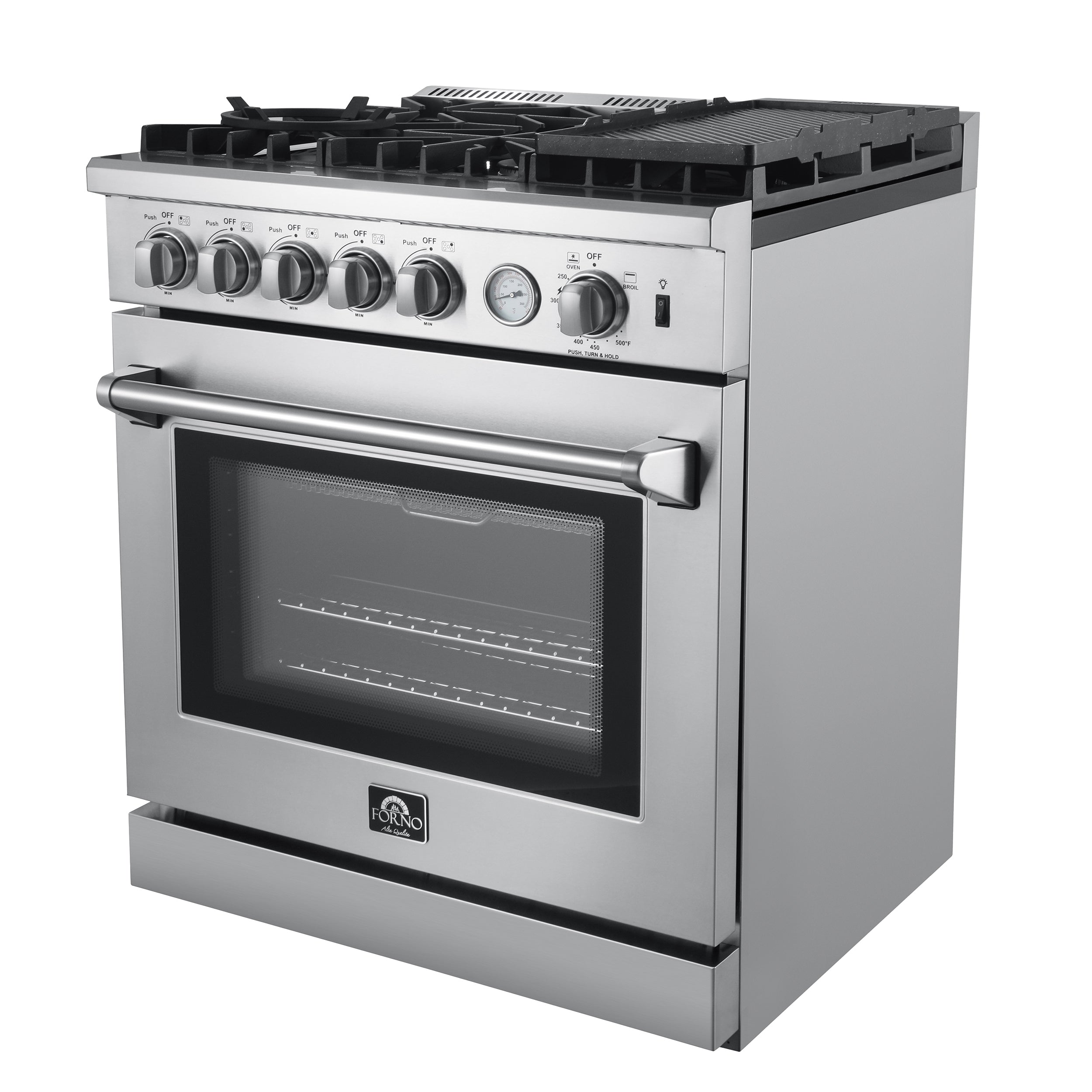 Forno Lazio 30 in. 5-Burner Stainless Steel Gas Range with Air Fryer and Griddle 4.32 cu. ft. | FFSGS6276-30