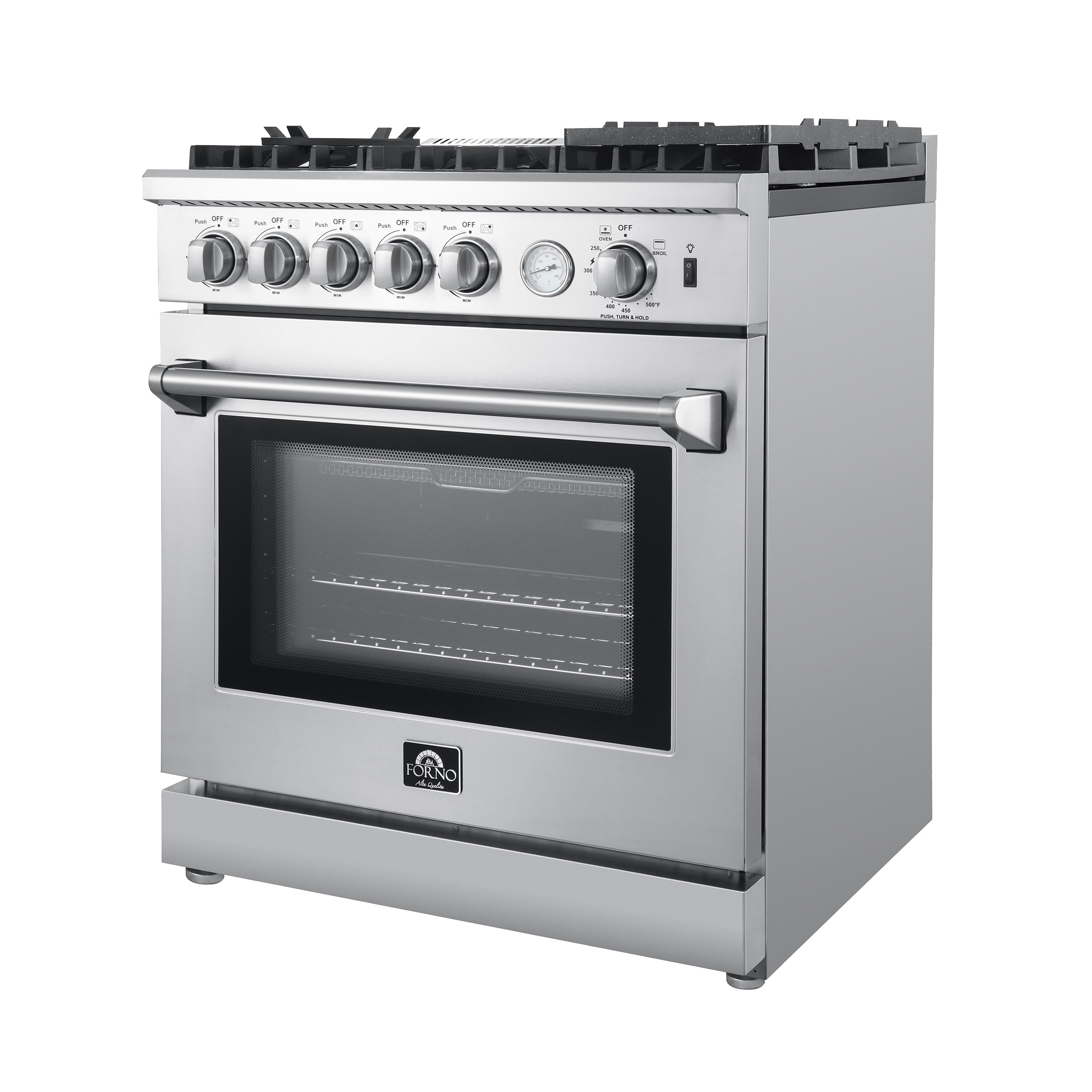 Forno Lazio 30 in. 5-Burner Stainless Steel Gas Range with Air Fryer and Griddle 4.32 cu. ft. | FFSGS6276-30