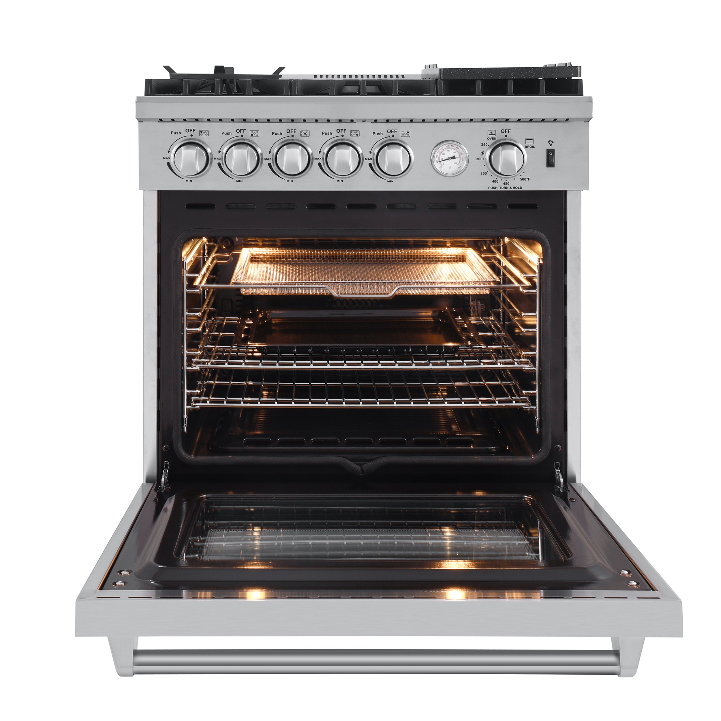 Forno Lazio 30 in. 5-Burner Stainless Steel Gas Range with Air Fryer and Griddle 4.32 cu. ft. | FFSGS6276-30