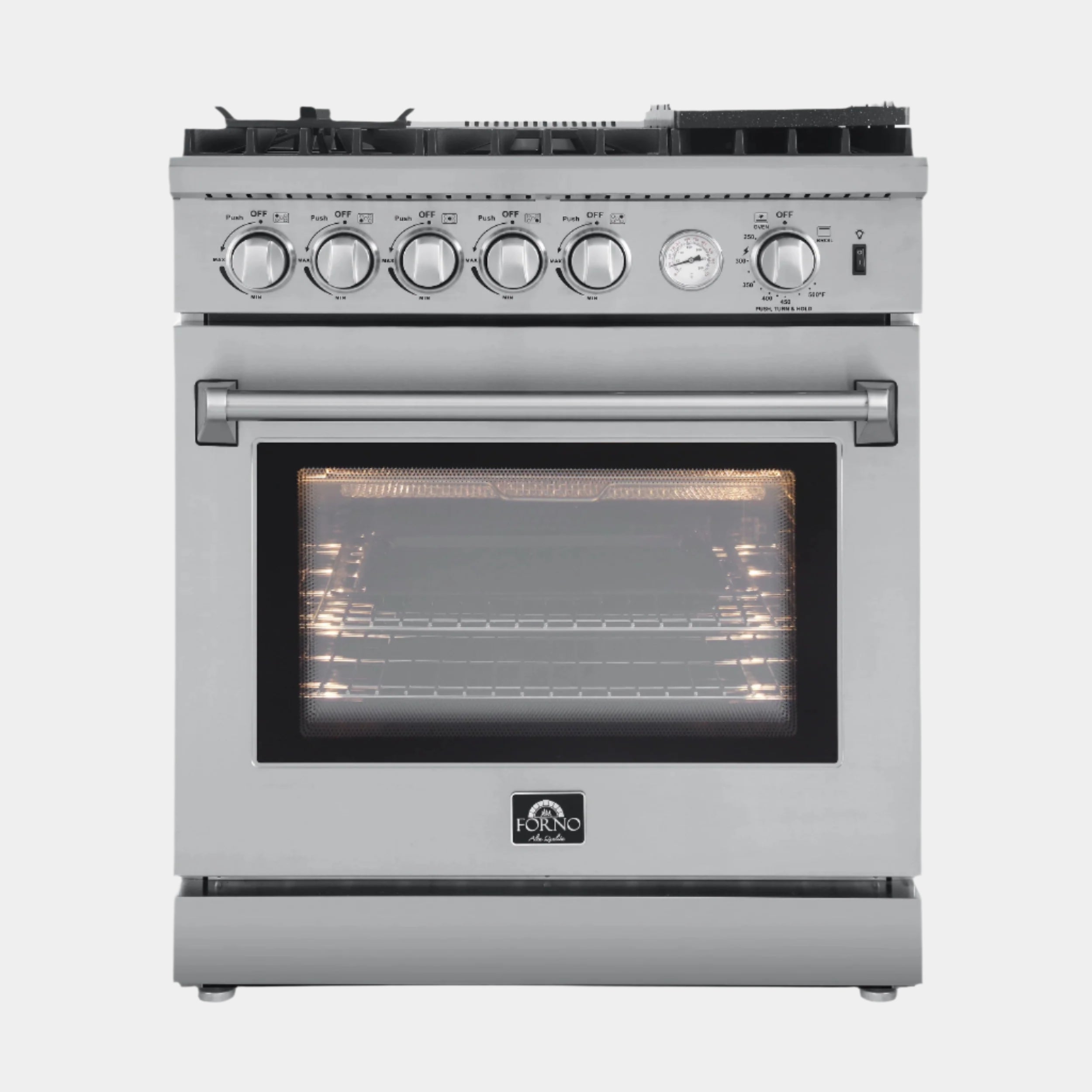 Forno Lazio 30 in. 5-Burner Stainless Steel Gas Range with Air Fryer and Griddle 4.32 cu. ft. | FFSGS6276-30