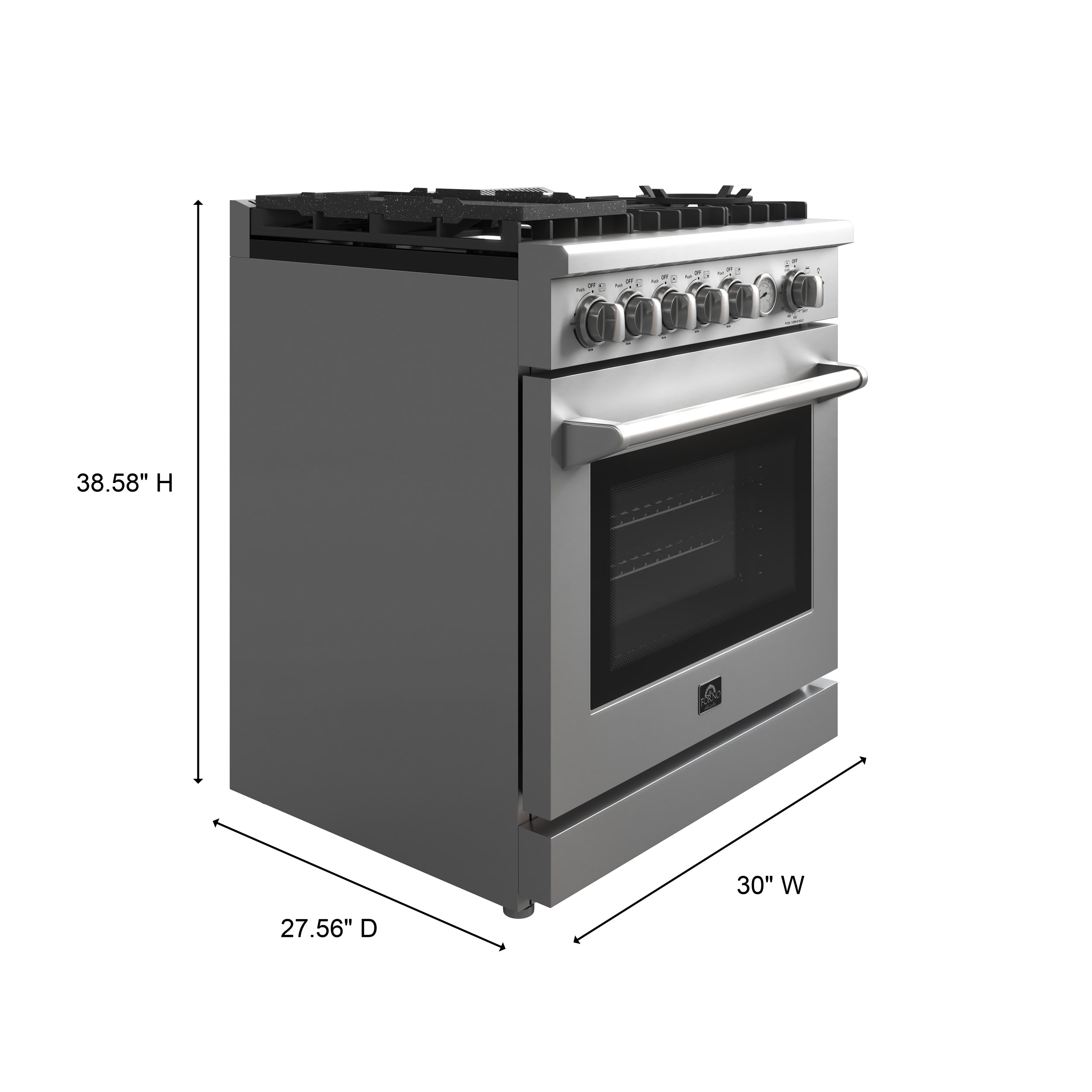 Forno Lazio 30 in. 5-Burner Stainless Steel Gas Range with Air Fryer and Griddle 4.32 cu. ft. | FFSGS6276-30