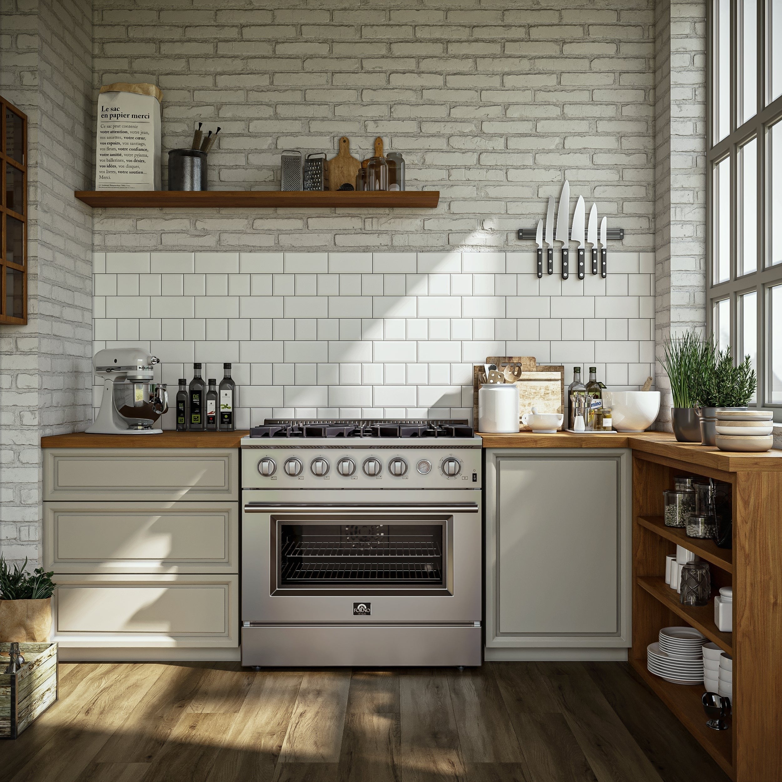 Forno Marco 36 in. 5.36 cu.ft. Stainless Steel Gas Range with 6 Burners | FFSGS6277-36