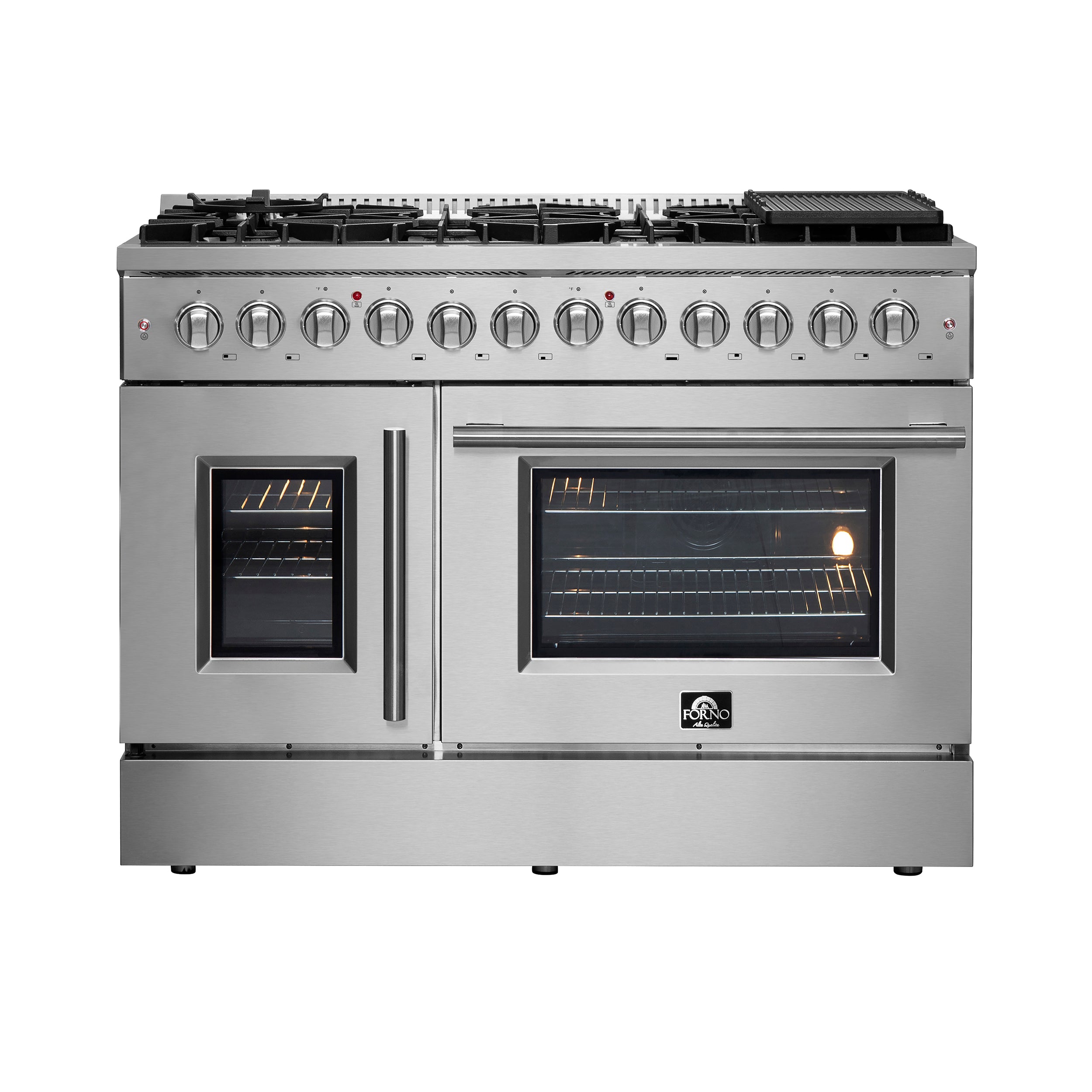 Forno Galiano 48 in. 6.58 cu. ft. 8-Burner Stainless Steel French Door Dual Fuel Range | FFSGS6356-48