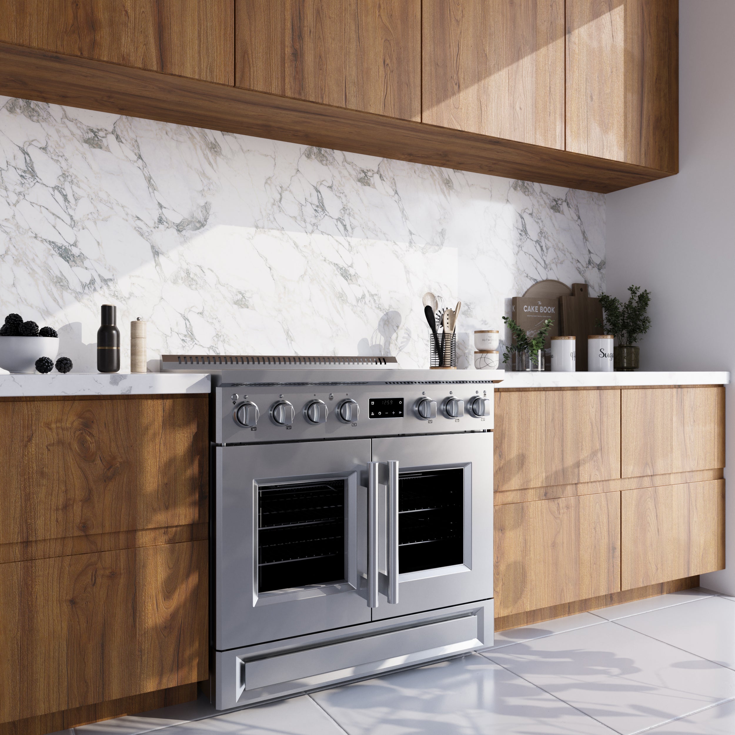 Forno Torino 36 in. 5.36 cu. ft. 5-Burner Stainless Steel French Door Induction Range with Air Fry | FFSIN0950-36