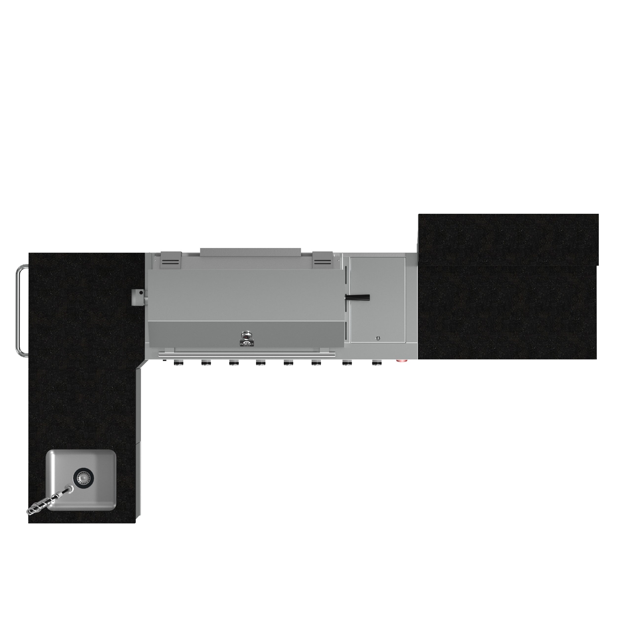 FORNO Bulnes 40-Inch BBQ, 95,000 BTU, 5 Burners, Sear & Rotisserie Infrared with Side Burner, Stainless Steel Outdoor Kitchen with 1.8 cu.ft. Beverage Center & Black Granite Countertops