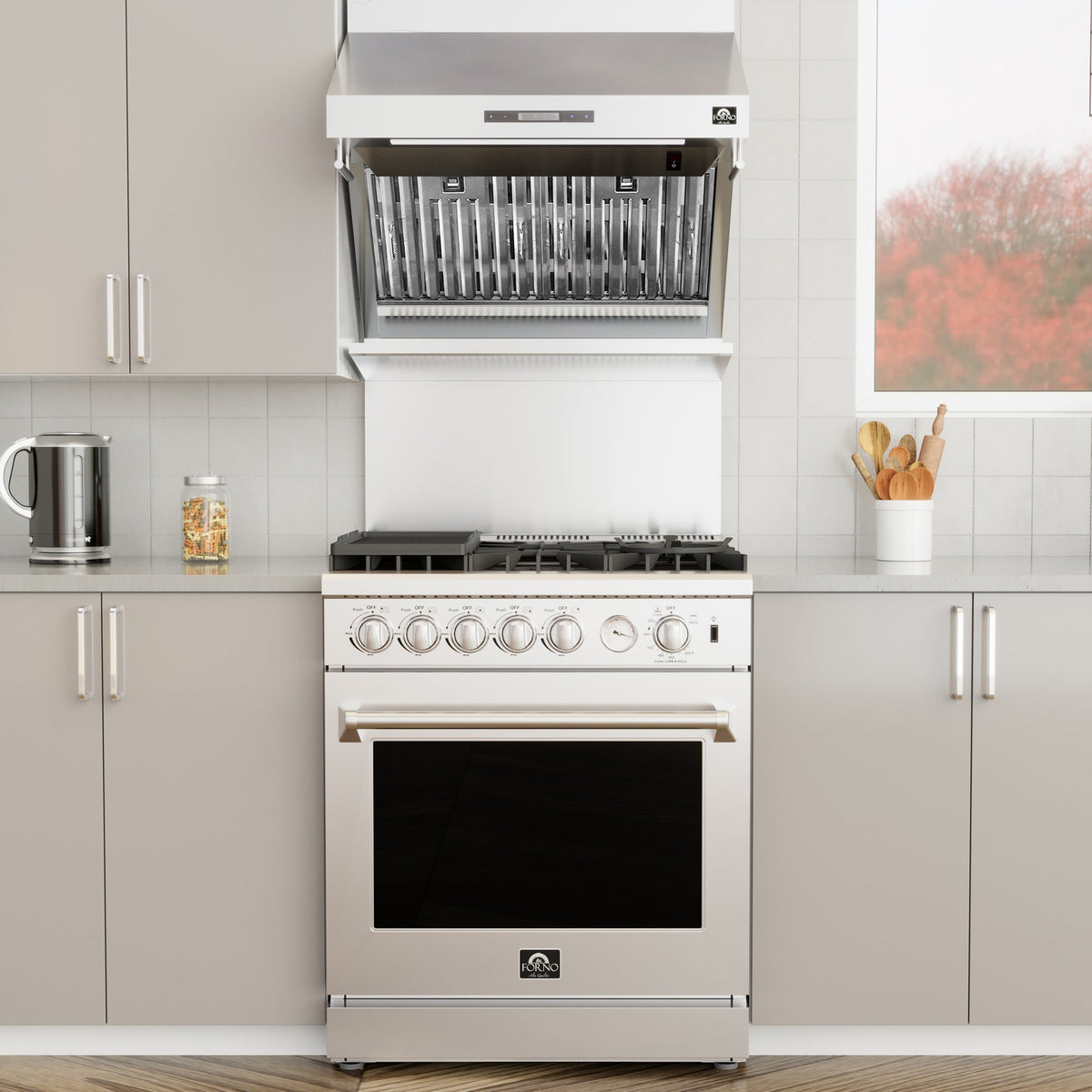 Forno Savona 30 in. 600 CFM Stainless Steel Wall Mount Range Hood with Back Splash and Baffle Filters | FRHWM5029-30