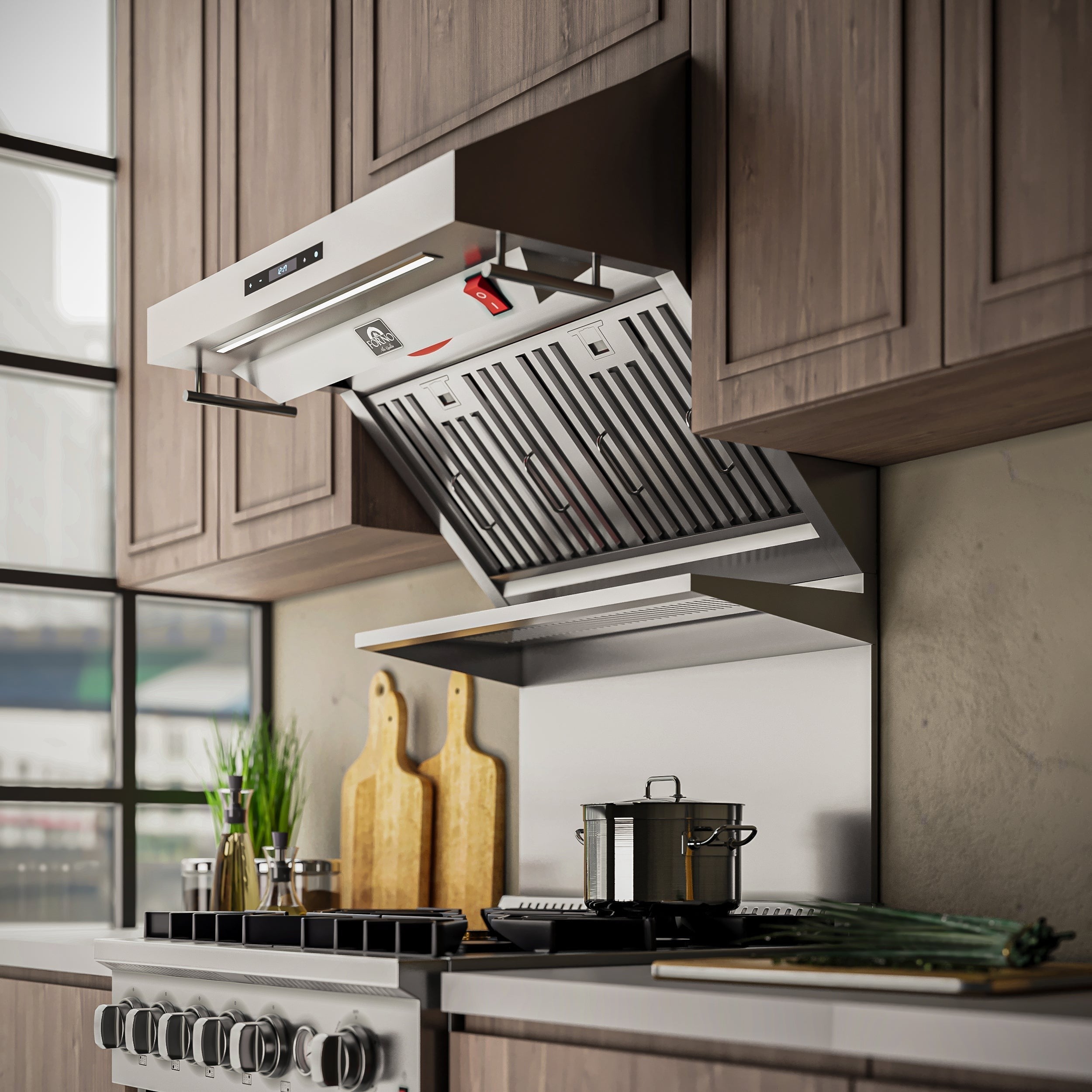 Forno Savona 30 in. 600 CFM Stainless Steel Wall Mount Range Hood with Back Splash and Baffle Filters | FRHWM5029-30