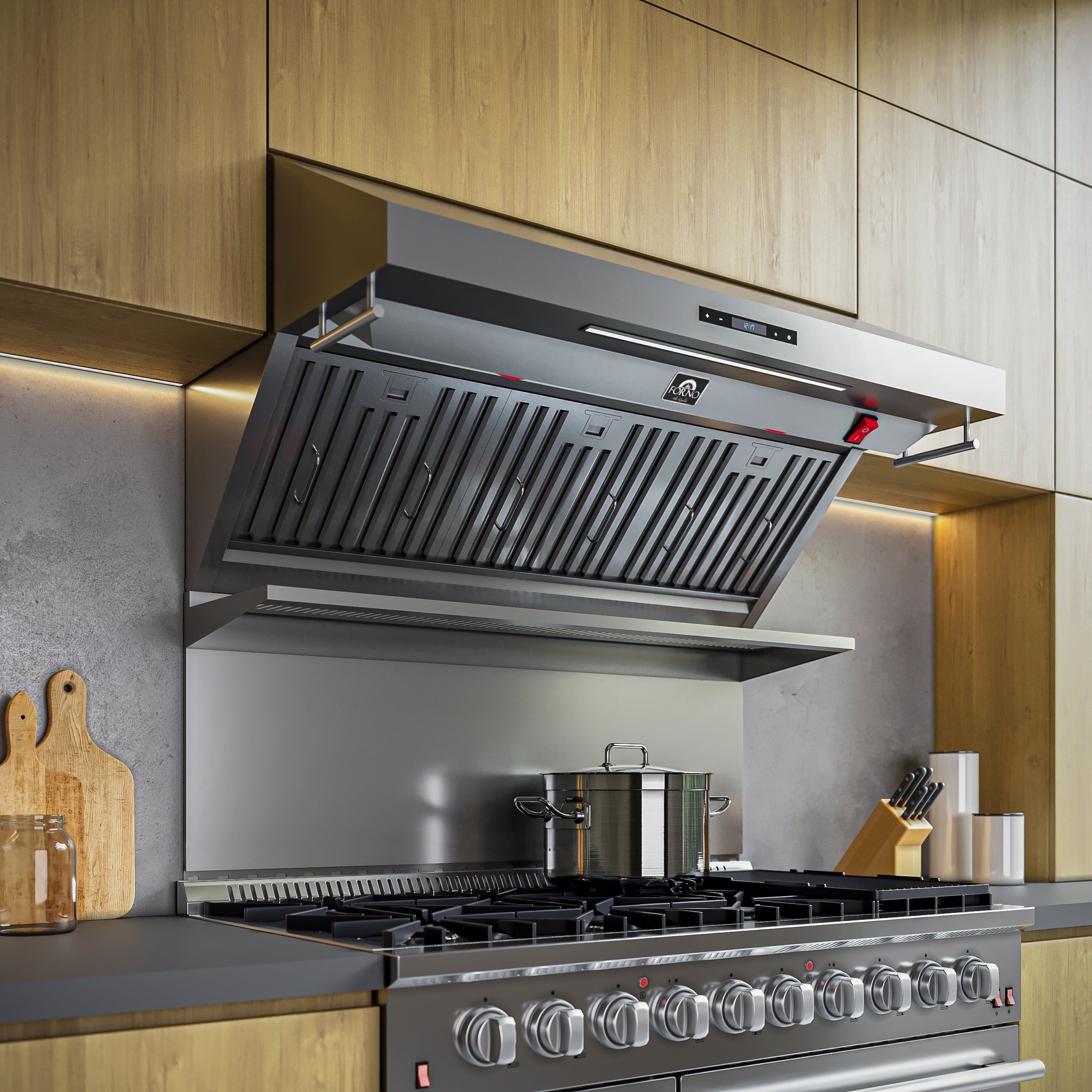 Forno Savona 48 in. 1200 CFM Stainless Steel Wall Mount Range Hood with Back Splash and Baffle Filters | FRHWM5029-48