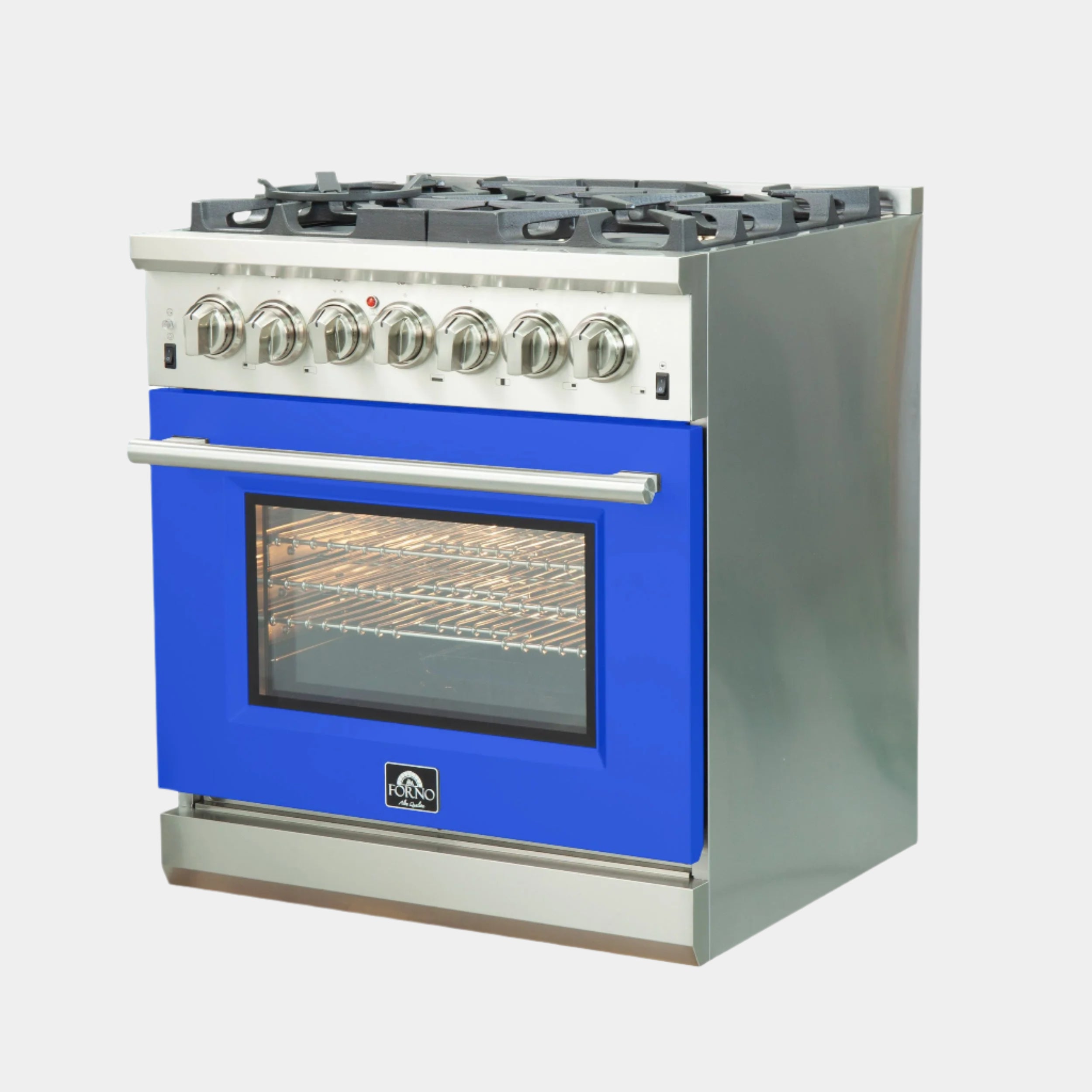 Forno Capriasca 30 in. 5-burner Blue Dual Fuel Range with Brass Burners 4.32 cu. ft. | FFSGS6187-30BLU