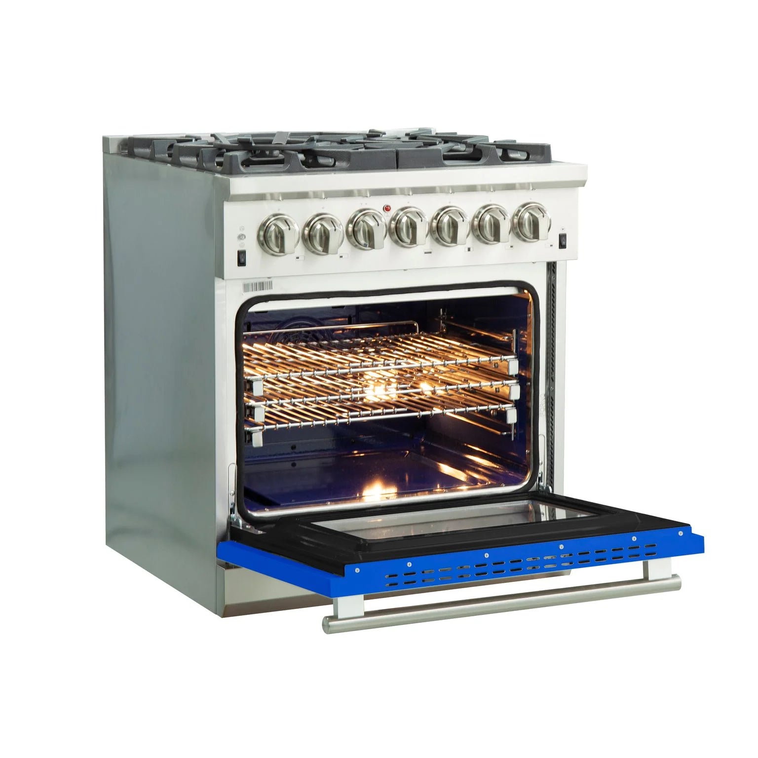 Forno Capriasca 30 in. 5-burner Blue Dual Fuel Range with Brass Burners 4.32 cu. ft. | FFSGS6187-30BLU