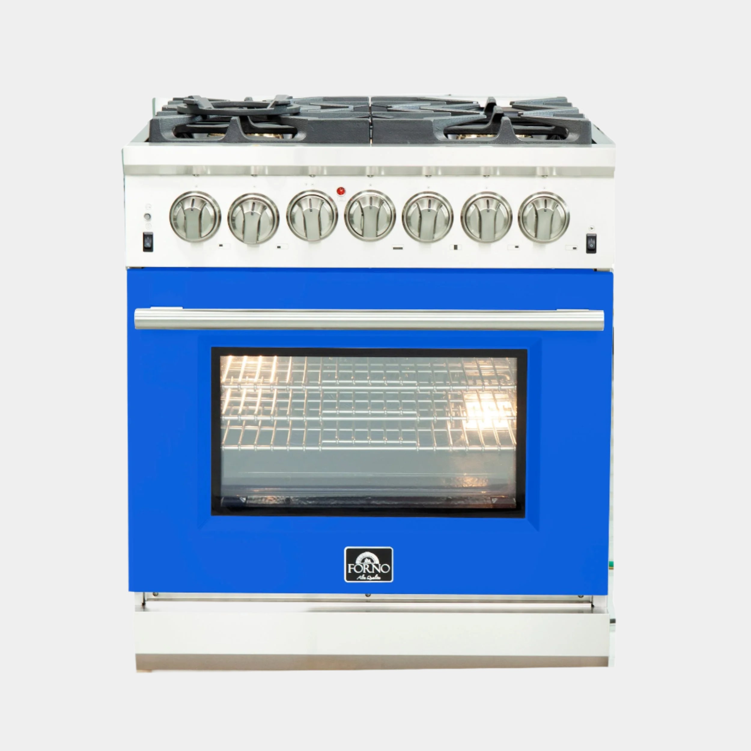 Forno Capriasca 30 in. 5-burner Blue Dual Fuel Range with Brass Burners 4.32 cu. ft. | FFSGS6187-30BLU