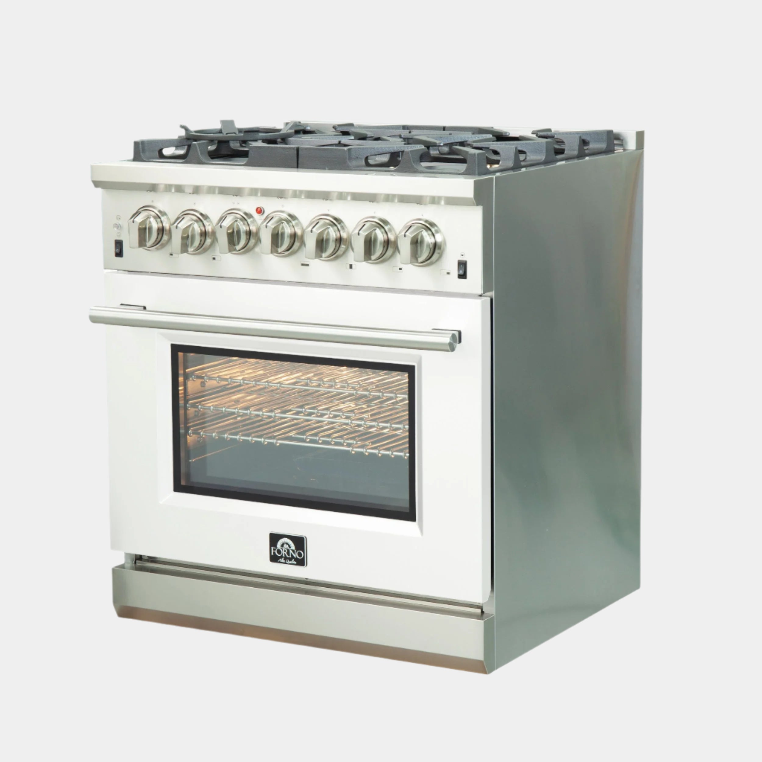 Forno Capriasca 30 in. 5-burner White Dual Fuel Range with Brass Burners 4.32 cu. ft. | FFSGS6187-30WHT