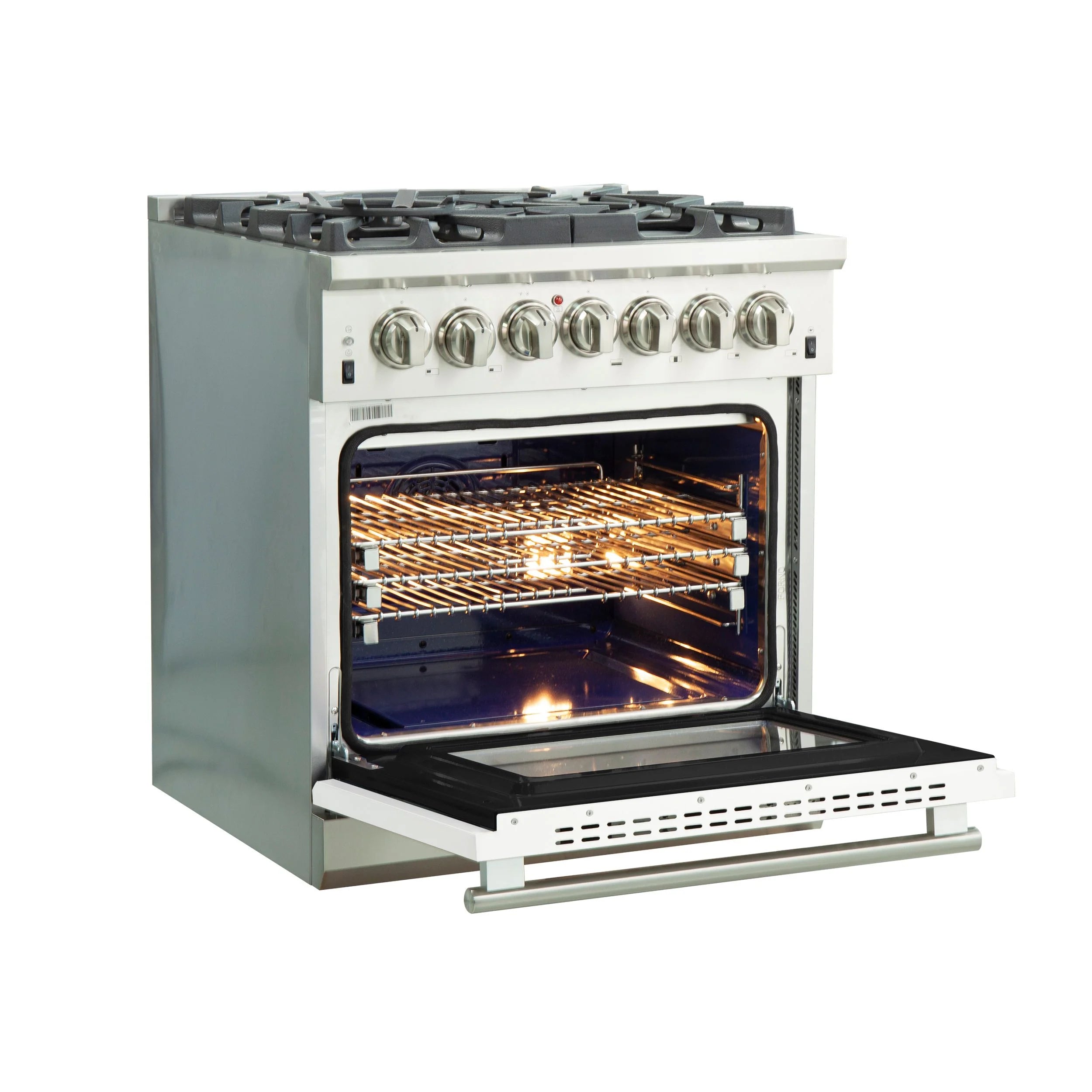 Forno Capriasca 30 in. 5-burner White Dual Fuel Range with Brass Burners 4.32 cu. ft. | FFSGS6187-30WHT