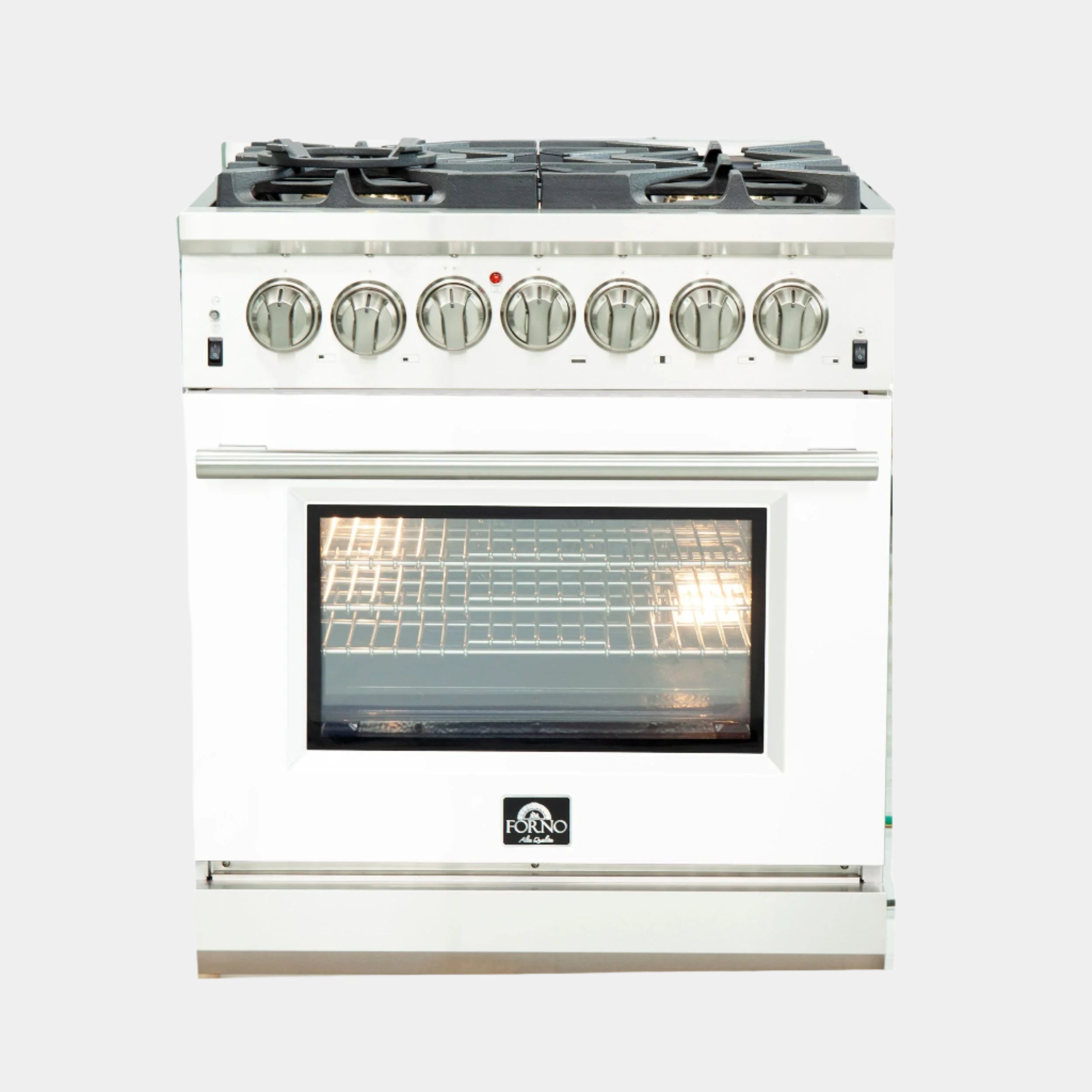 Forno Capriasca 30 in. 5-burner White Dual Fuel Range with Brass Burners 4.32 cu. ft. | FFSGS6187-30WHT