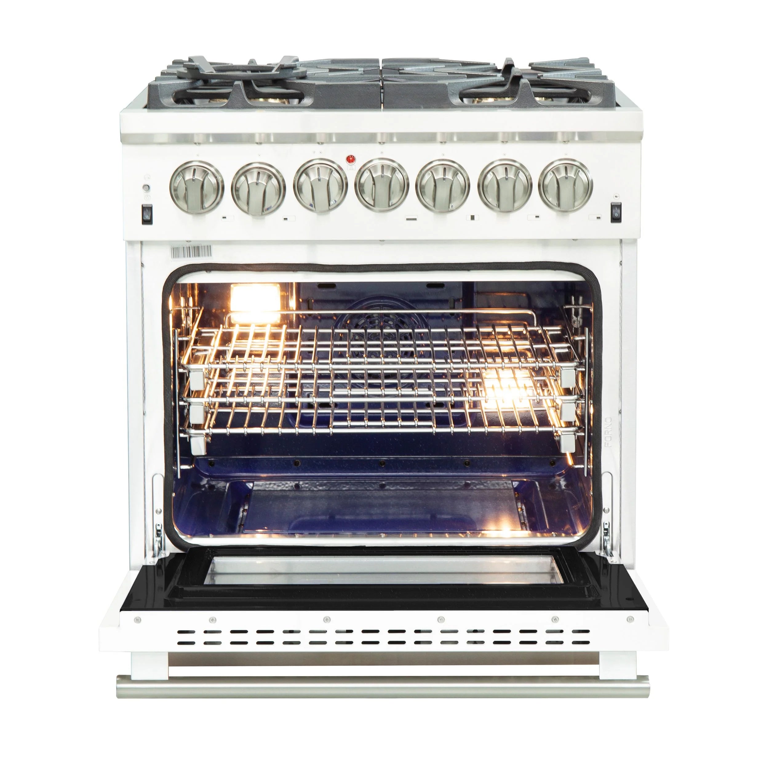 Forno Capriasca 30 in. 5-burner White Dual Fuel Range with Brass Burners 4.32 cu. ft. | FFSGS6187-30WHT