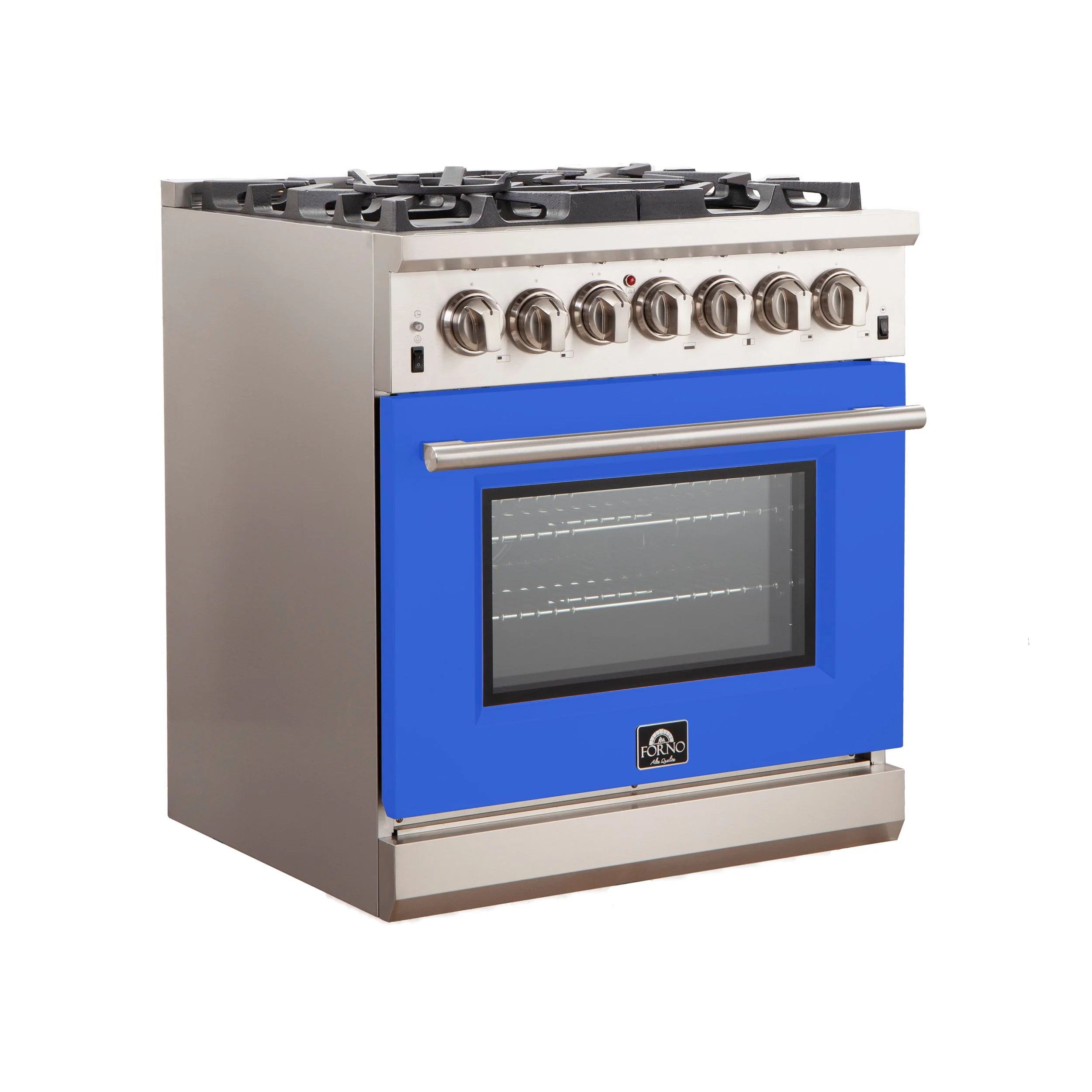 Forno Capriasca 30 in. 5-burner Blue Gas Range with Brass Burners 4.32 cu. ft. | FFSGS6260-30BLU