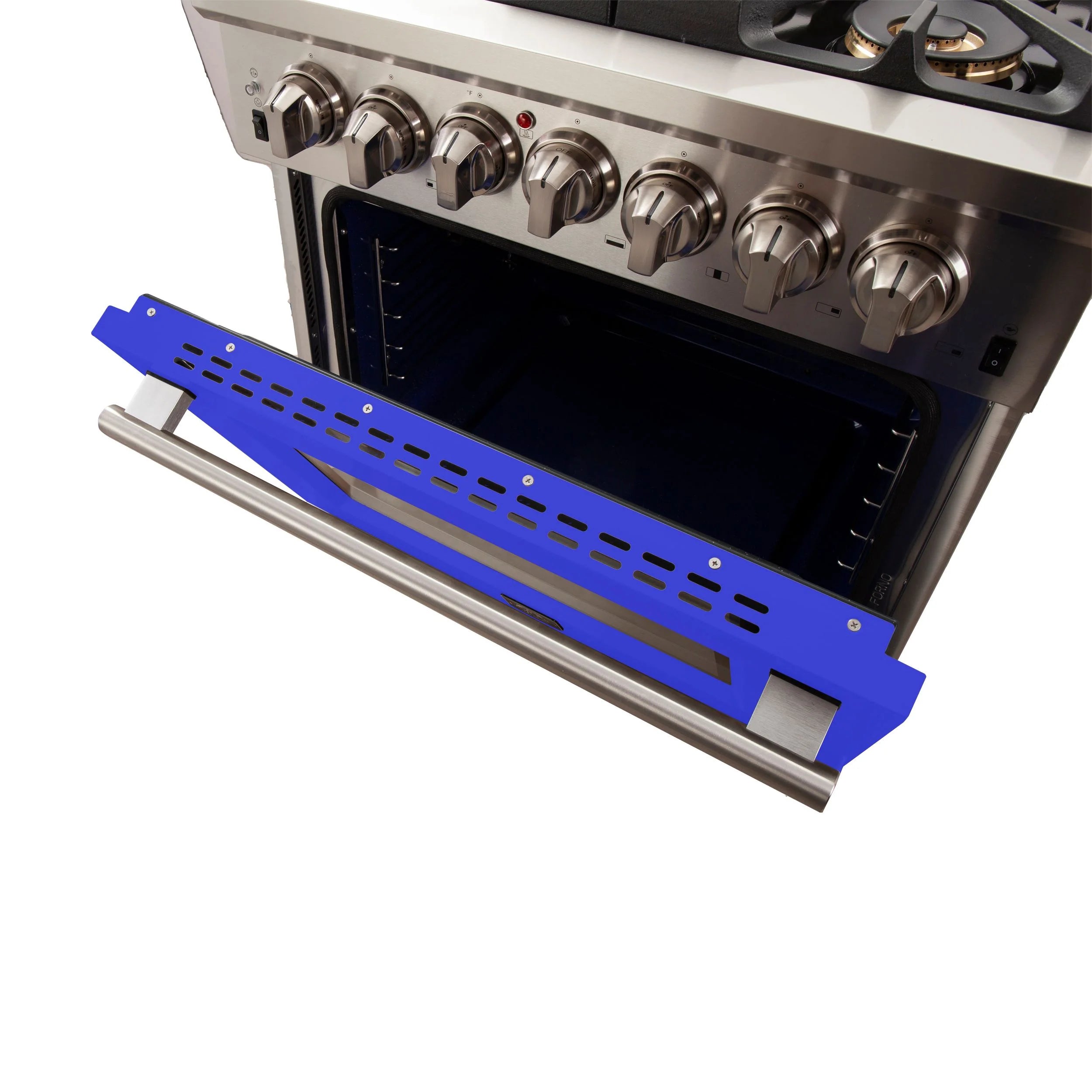 Forno Capriasca 30 in. 5-burner Blue Gas Range with Brass Burners 4.32 cu. ft. | FFSGS6260-30BLU
