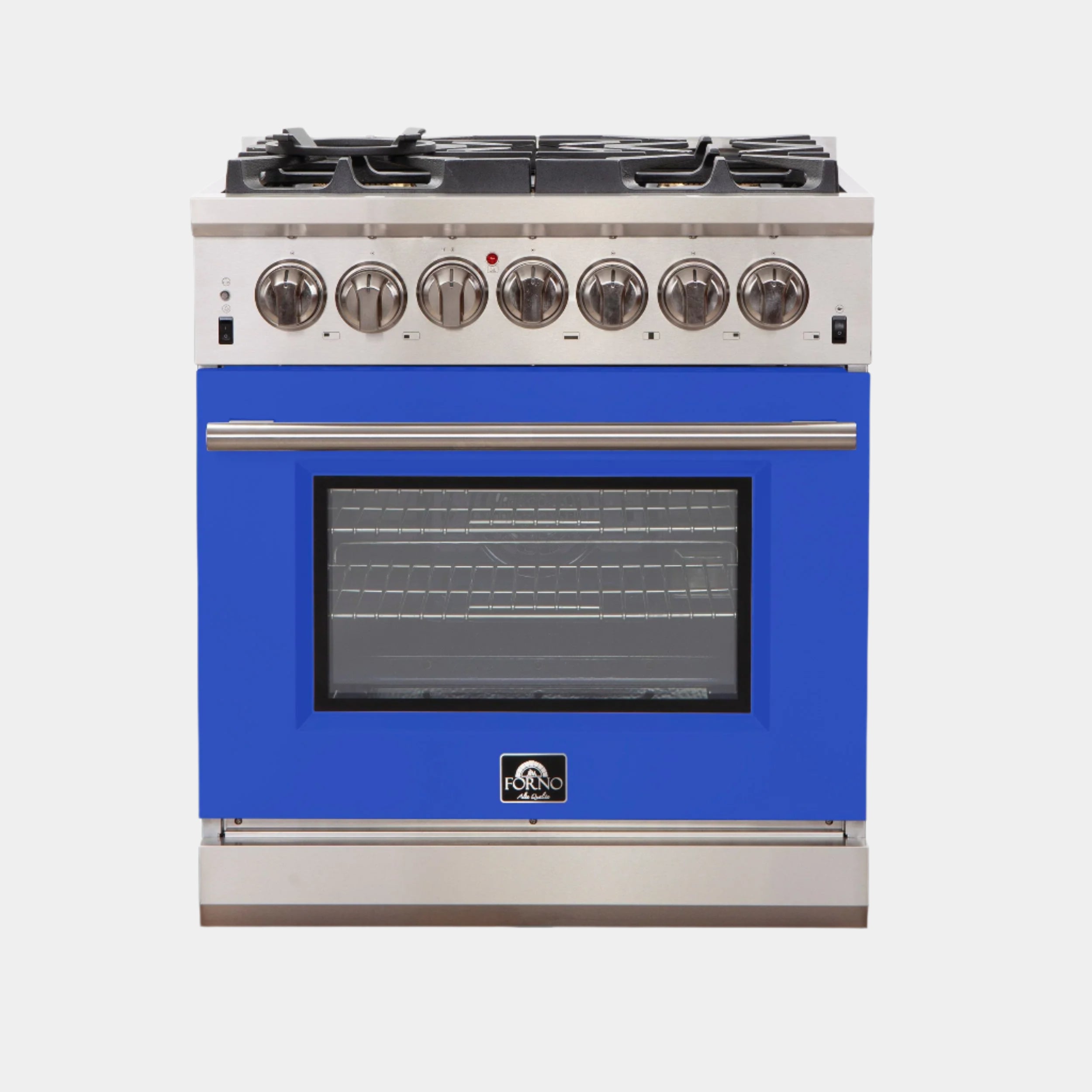 Forno Capriasca 30 in. 5-burner Blue Gas Range with Brass Burners 4.32 cu. ft. | FFSGS6260-30BLU