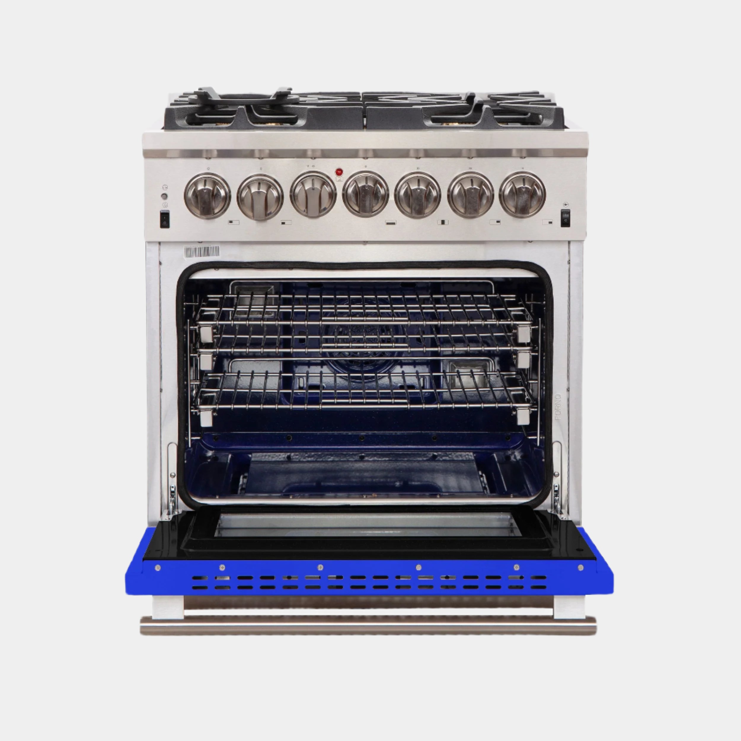 Forno Capriasca 30 in. 5-burner Blue Gas Range with Brass Burners 4.32 cu. ft. | FFSGS6260-30BLU