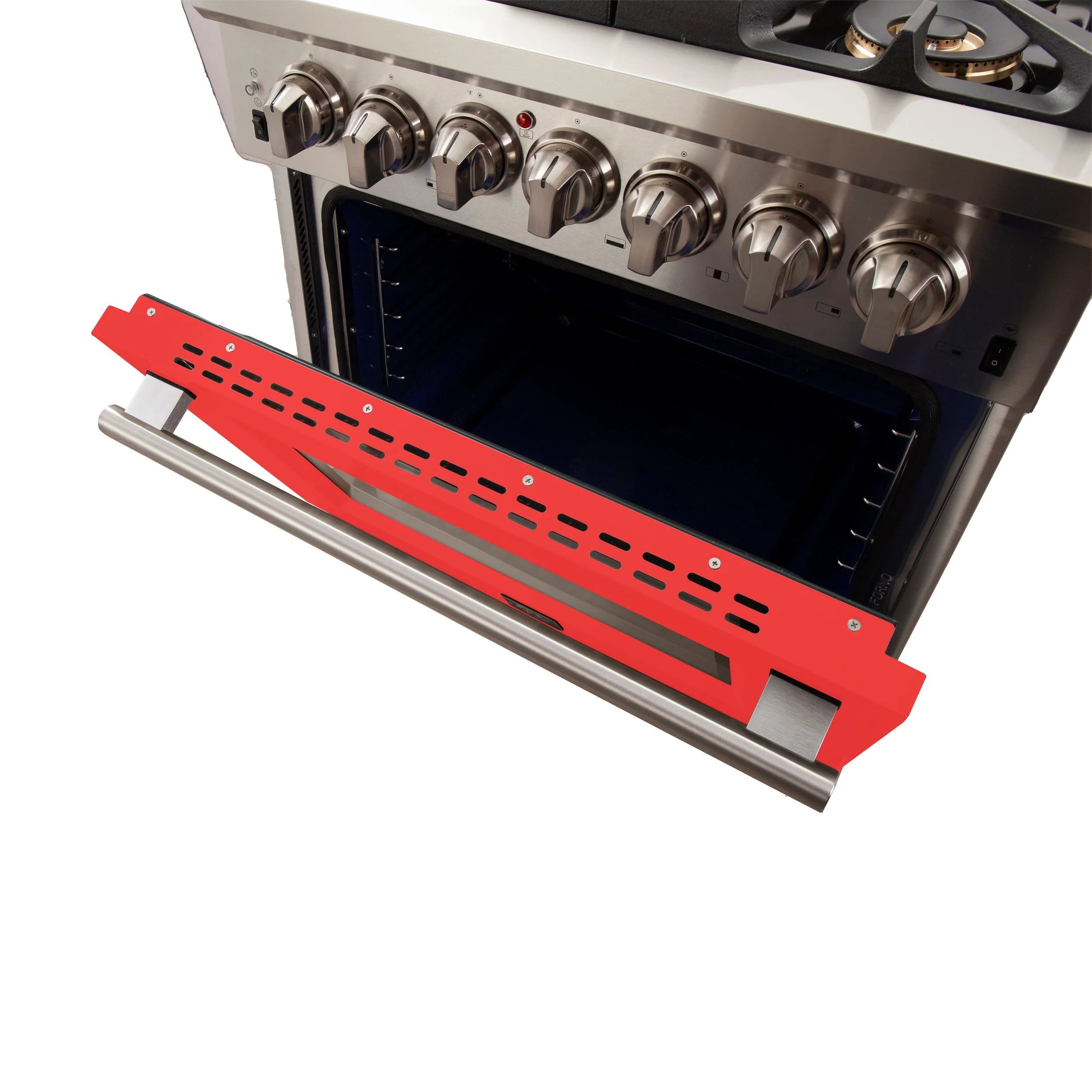 Forno Capriasca 30 in. 5-burner Red Gas Range with Brass Burners 4.32 cu. ft. | FFSGS6260-30RED