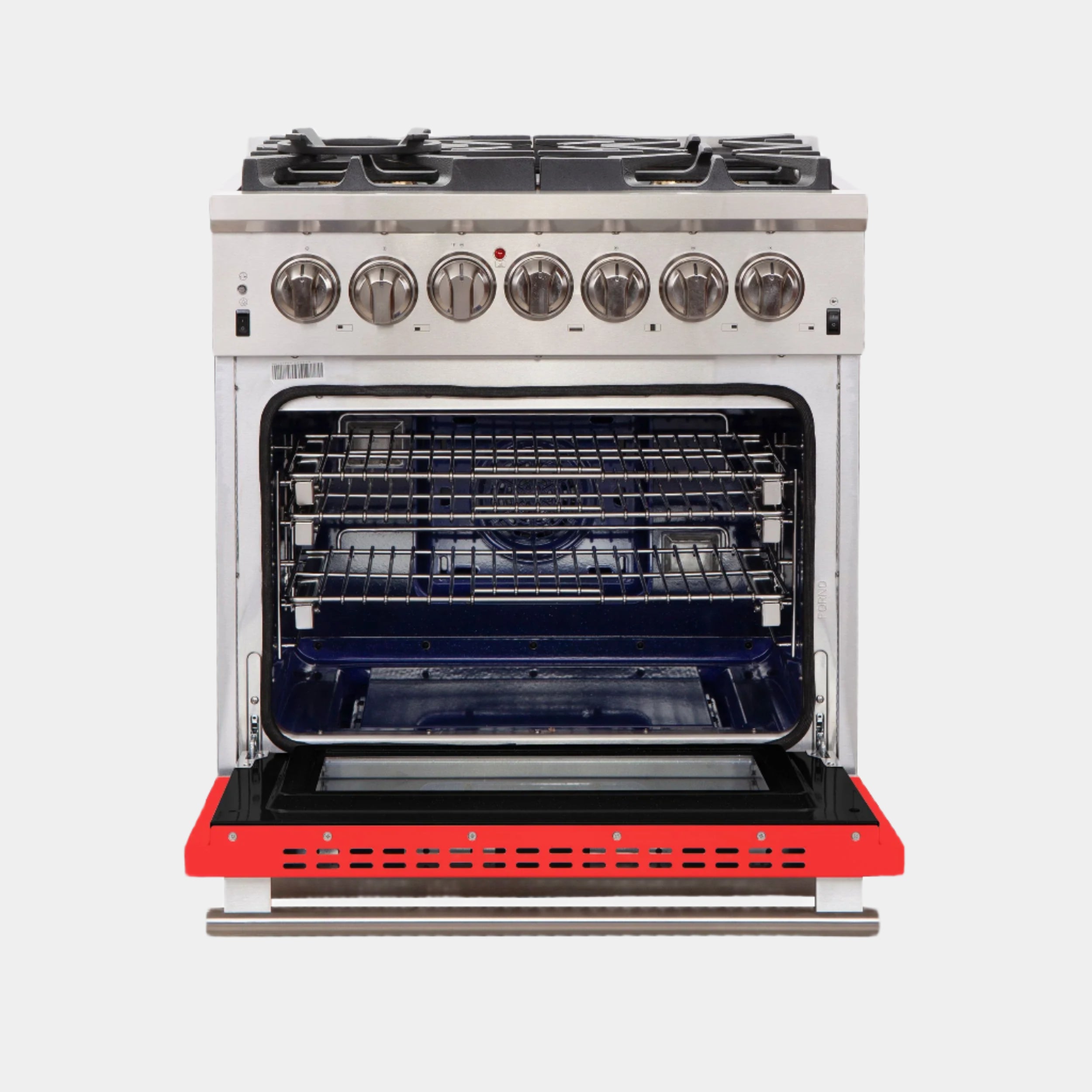 Forno Capriasca 30 in. 5-burner Red Gas Range with Brass Burners 4.32 cu. ft. | FFSGS6260-30RED