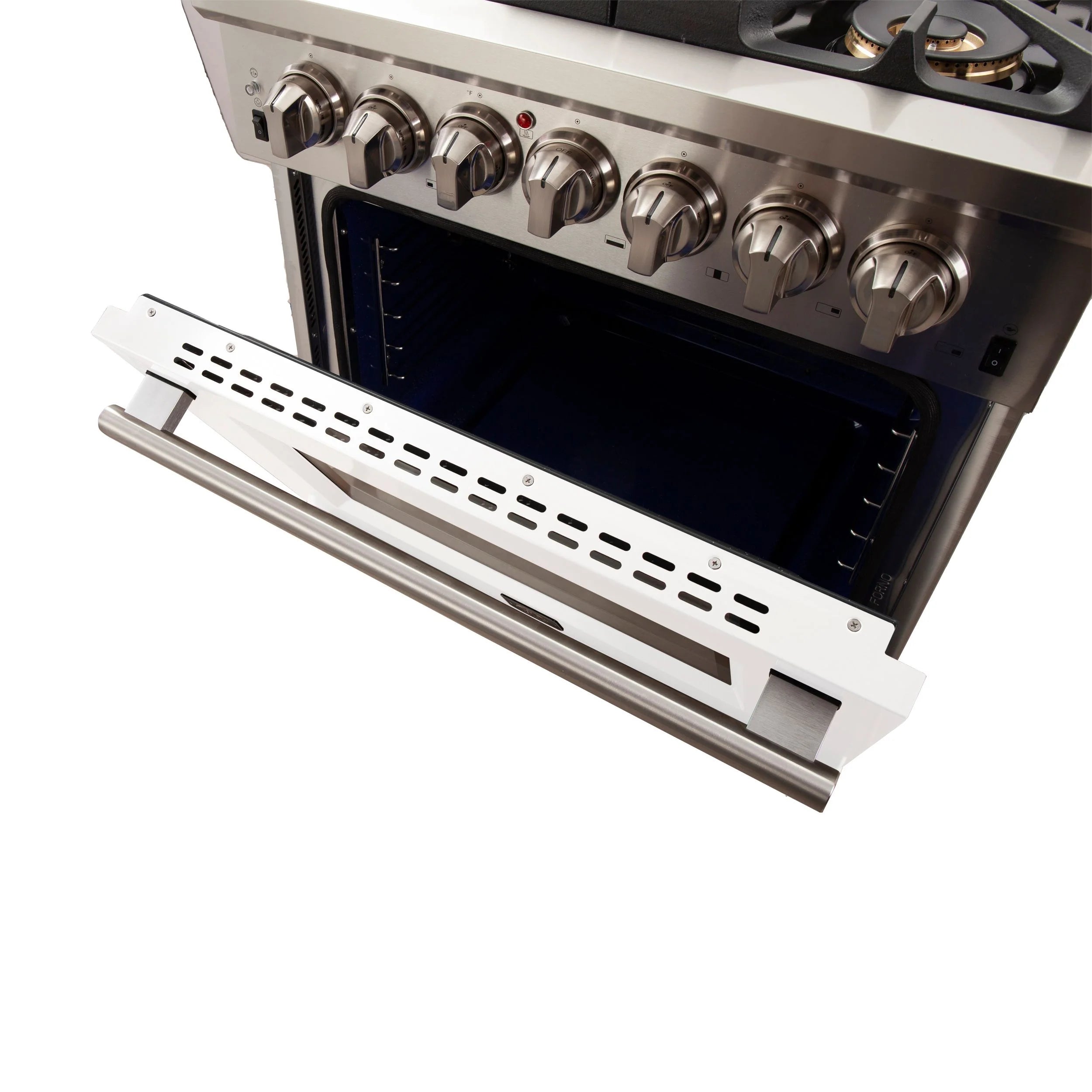 Forno Capriasca 30 in. 5-burner White Gas Range with Brass Burners 4.32 cu. ft. | FFSGS6260-30WHT