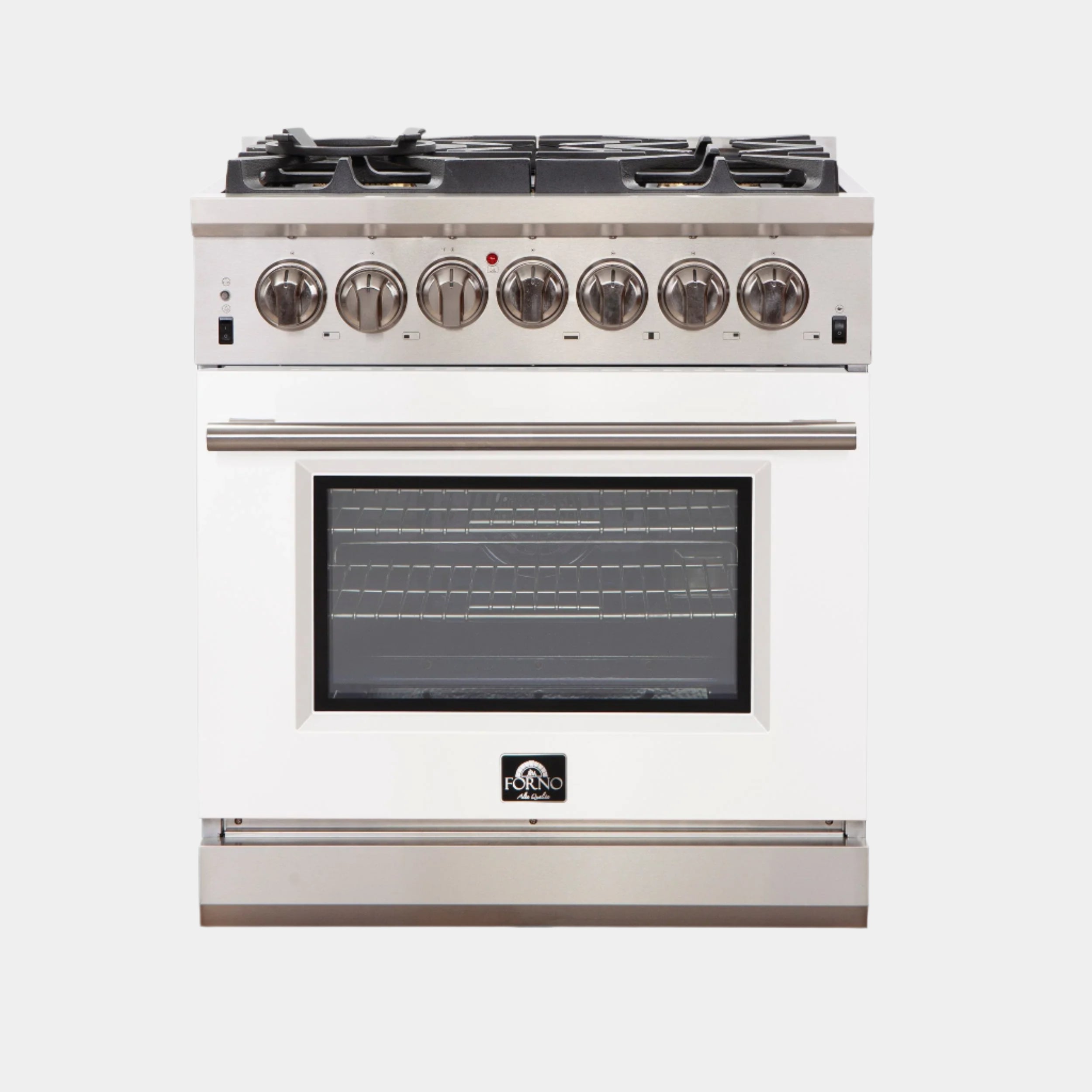 Forno Capriasca 30 in. 5-burner White Gas Range with Brass Burners 4.32 cu. ft. | FFSGS6260-30WHT