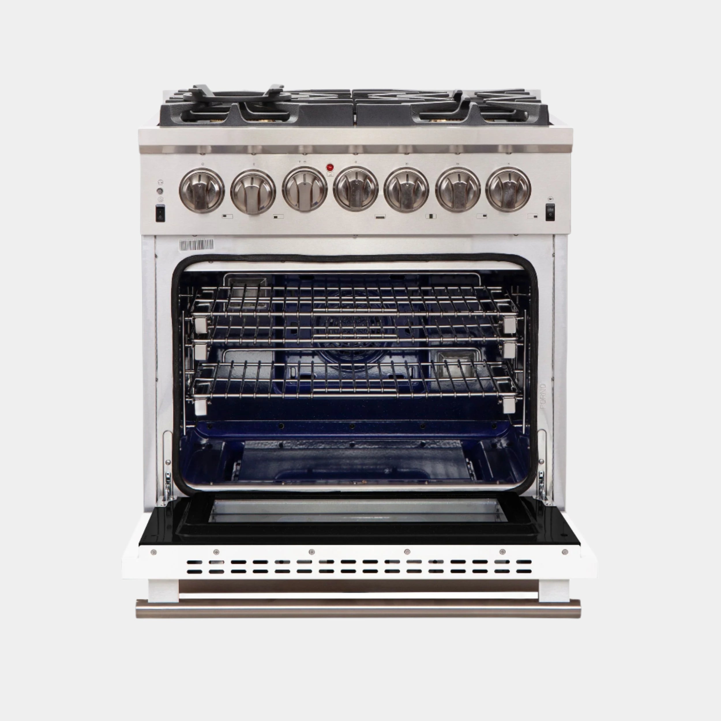 Forno Capriasca 30 in. 5-burner White Gas Range with Brass Burners 4.32 cu. ft. | FFSGS6260-30WHT