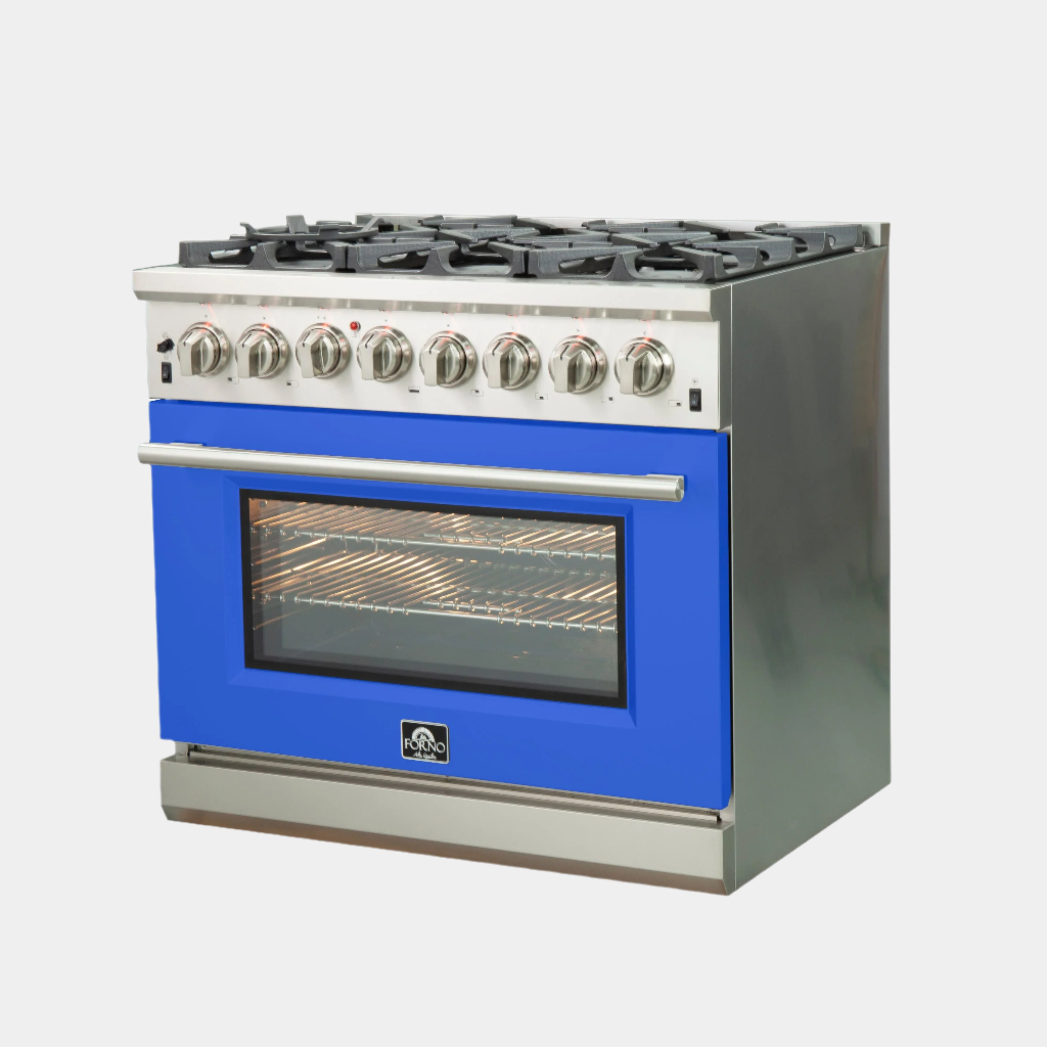 Forno Capriasca 36 in. 6-burner Blue Dual Fuel Range with Brass Burners 5.36 cu. ft. | FFSGS6187-36BLU