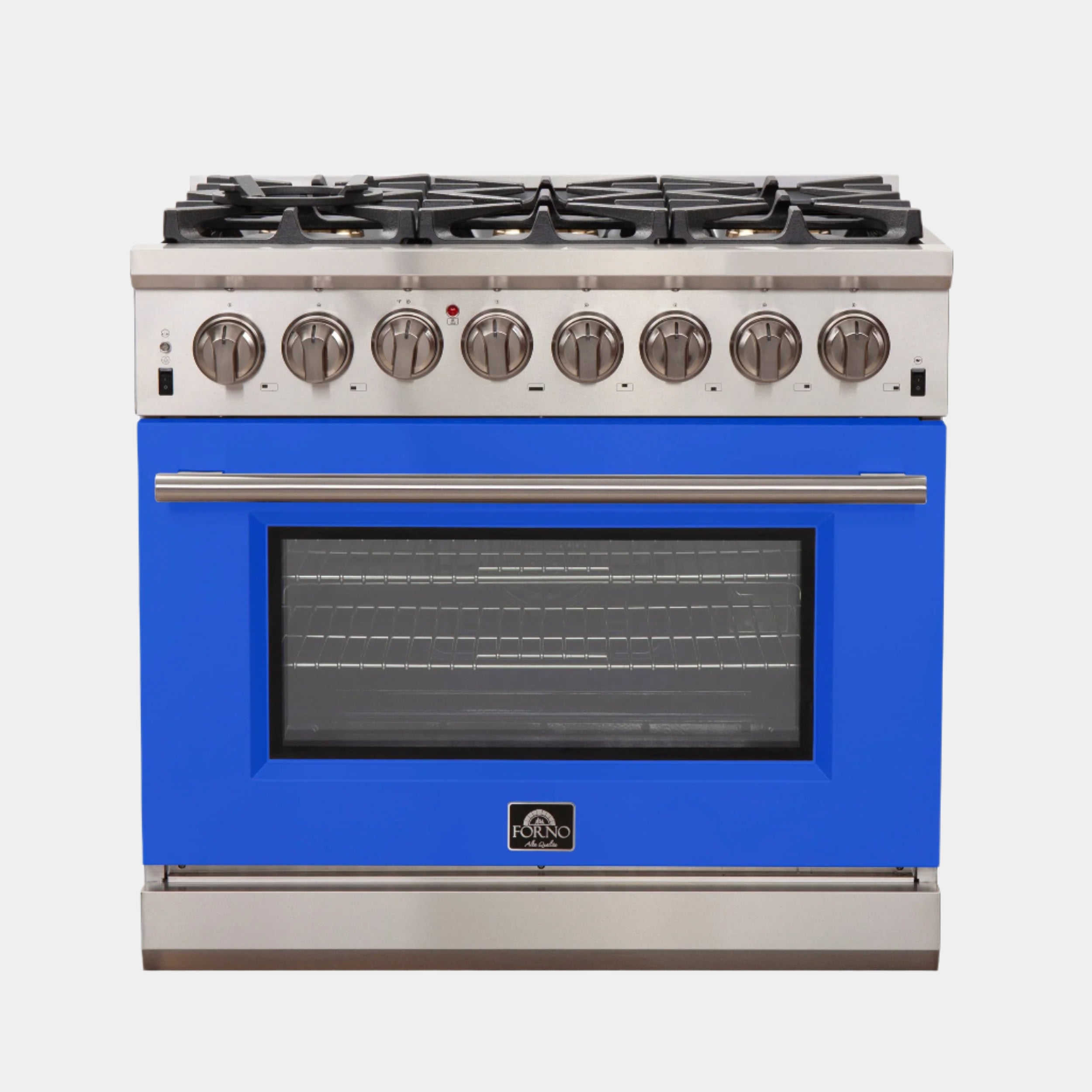 Forno Capriasca 36 in. 6-burner Blue Dual Fuel Range with Brass Burners 5.36 cu. ft. | FFSGS6187-36BLU