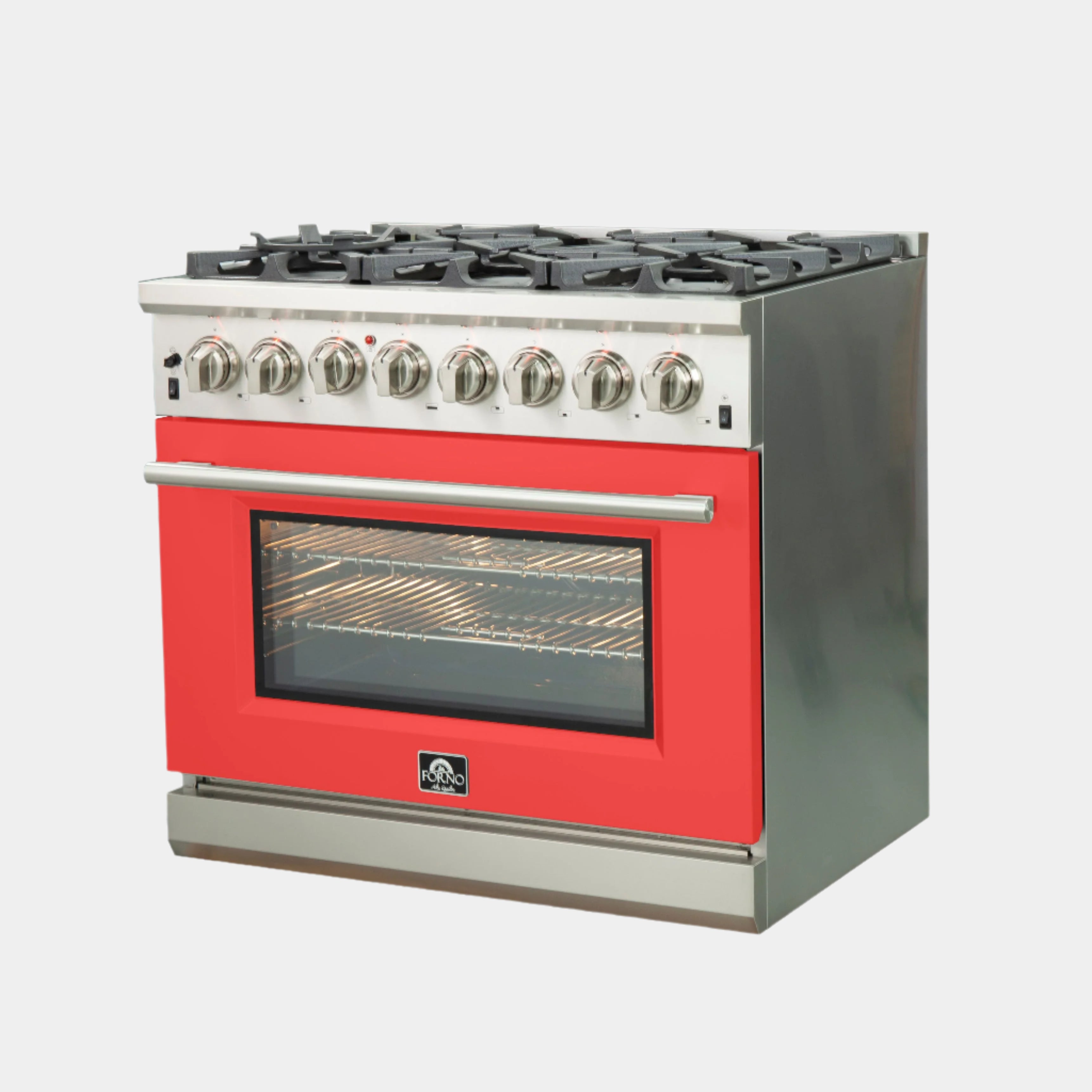 Forno Capriasca 36 in. 6-burner Red Dual Fuel Range with Brass Burners 5.36 cu. ft. | FFSGS6187-36RED