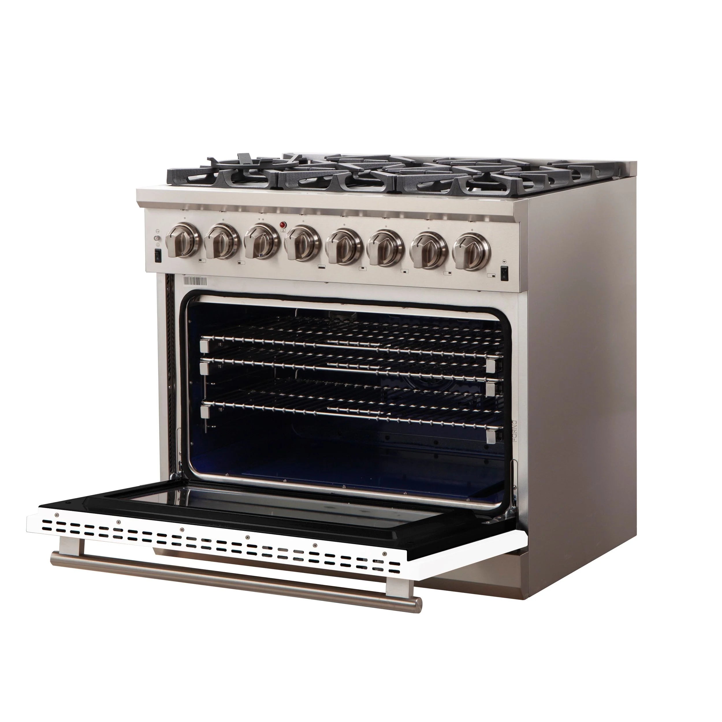 Forno Capriasca 36 in. 6-burner White Dual Fuel Range with Brass Burners 5.36 cu. ft. | FFSGS6187-36WHT