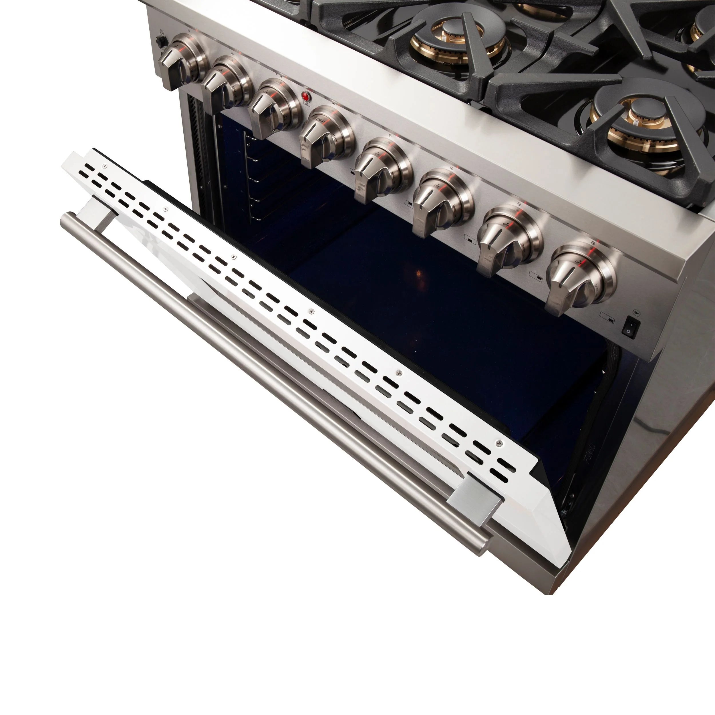 Forno Capriasca 36 in. 6-burner White Dual Fuel Range with Brass Burners 5.36 cu. ft. | FFSGS6187-36WHT