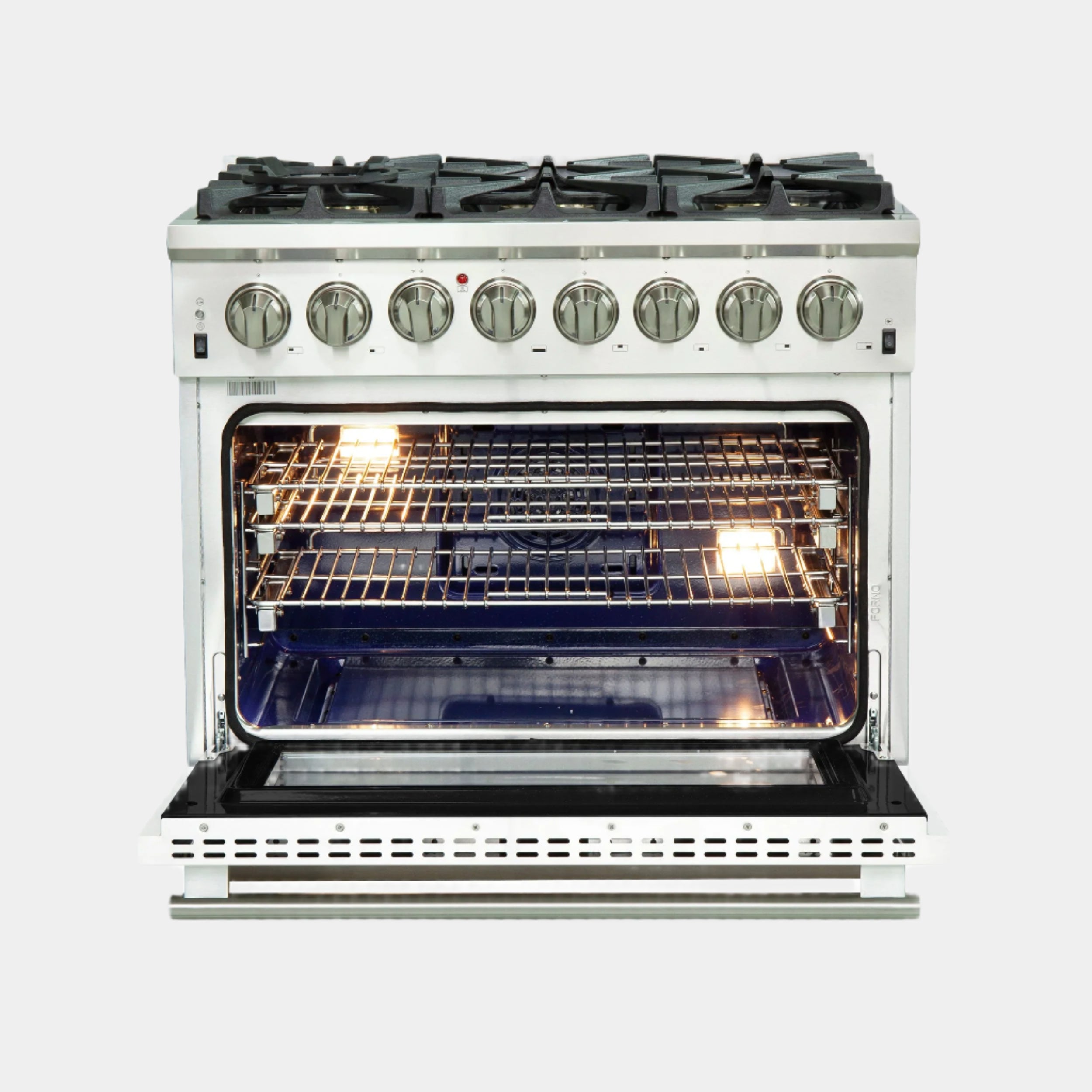 Forno Capriasca 36 in. 6-burner White Dual Fuel Range with Brass Burners 5.36 cu. ft. | FFSGS6187-36WHT