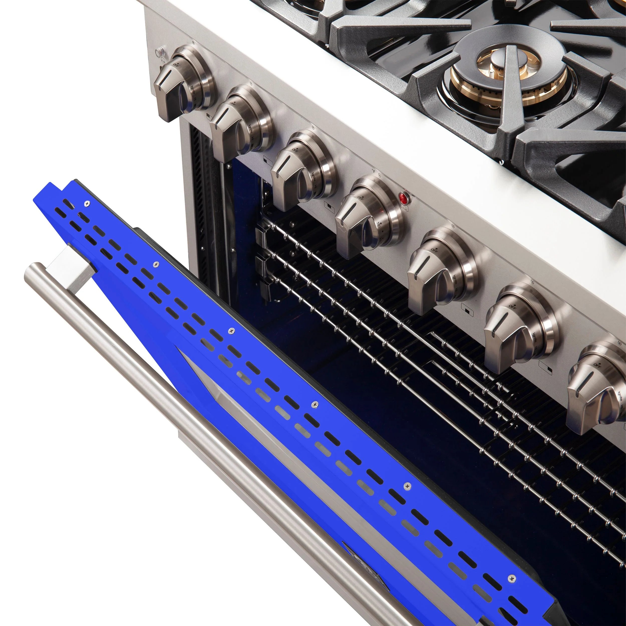 Forno Capriasca 36 In. 6-burner Blue Gas Range with Brass Burners 5.36 cu. ft. | FFSGS6260-36BLU