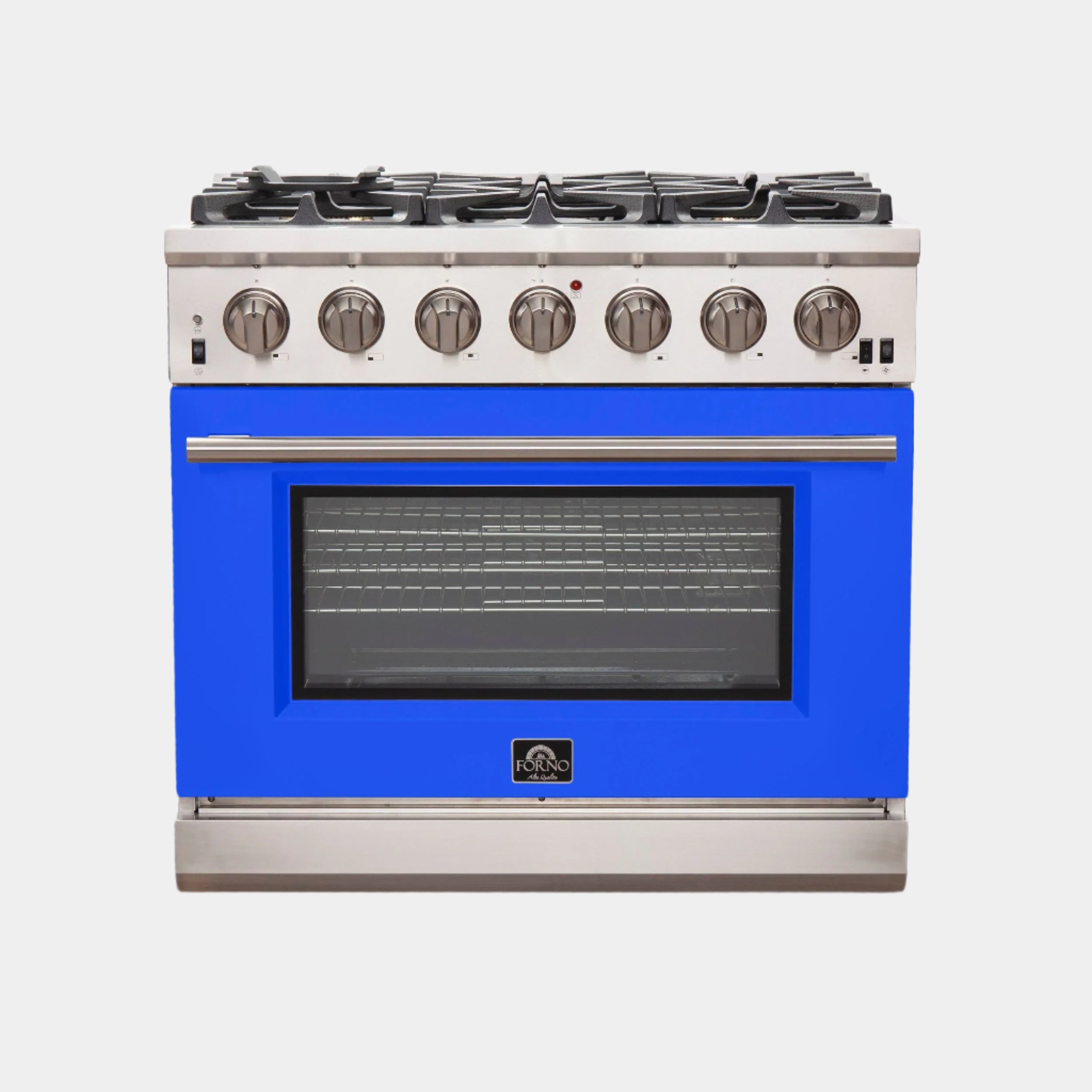 Forno Capriasca 36 In. 6-burner Blue Gas Range with Brass Burners 5.36 cu. ft. | FFSGS6260-36BLU