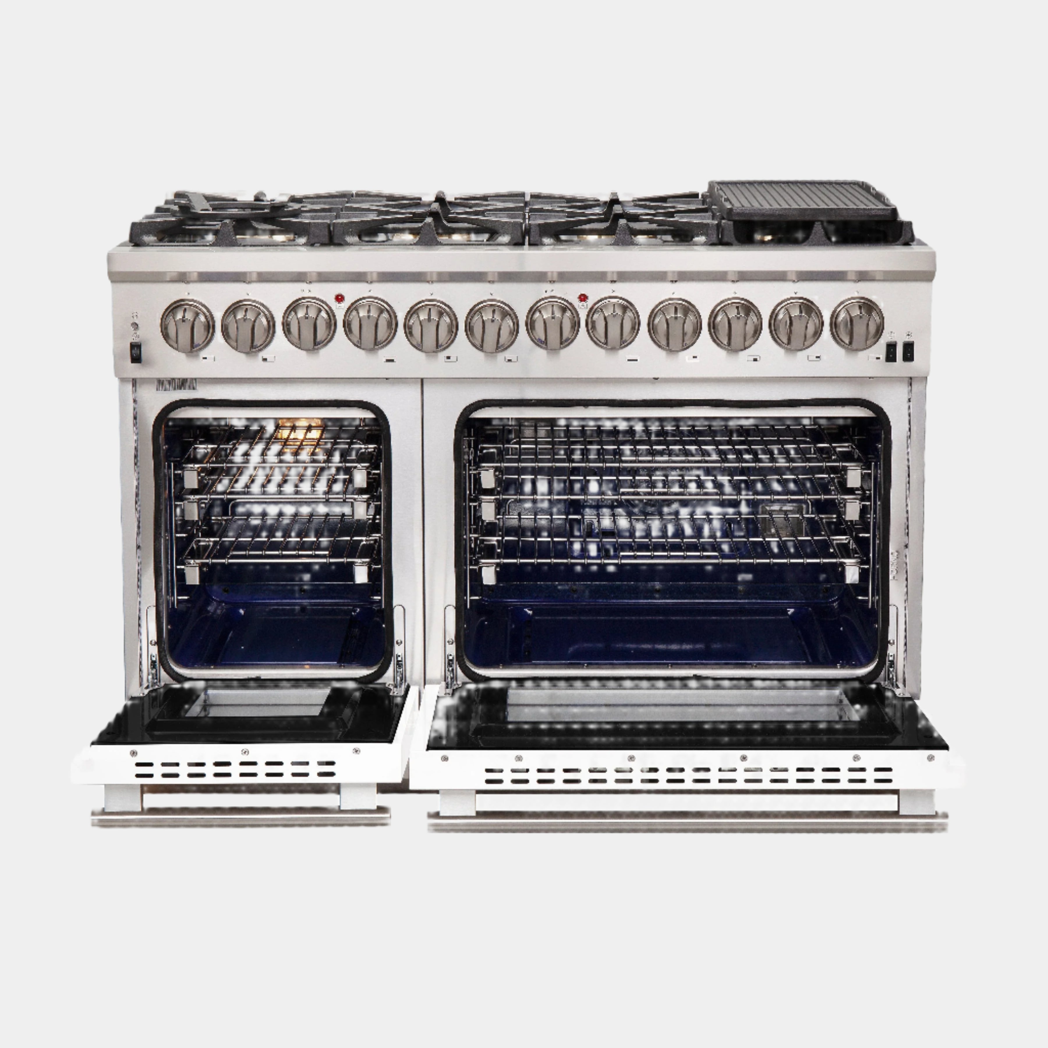 Forno Capriasca 48 in. 8-burner White Dual Fuel Range with Brass Burners 6.58 cu. ft. | FFSGS6187-48WHT