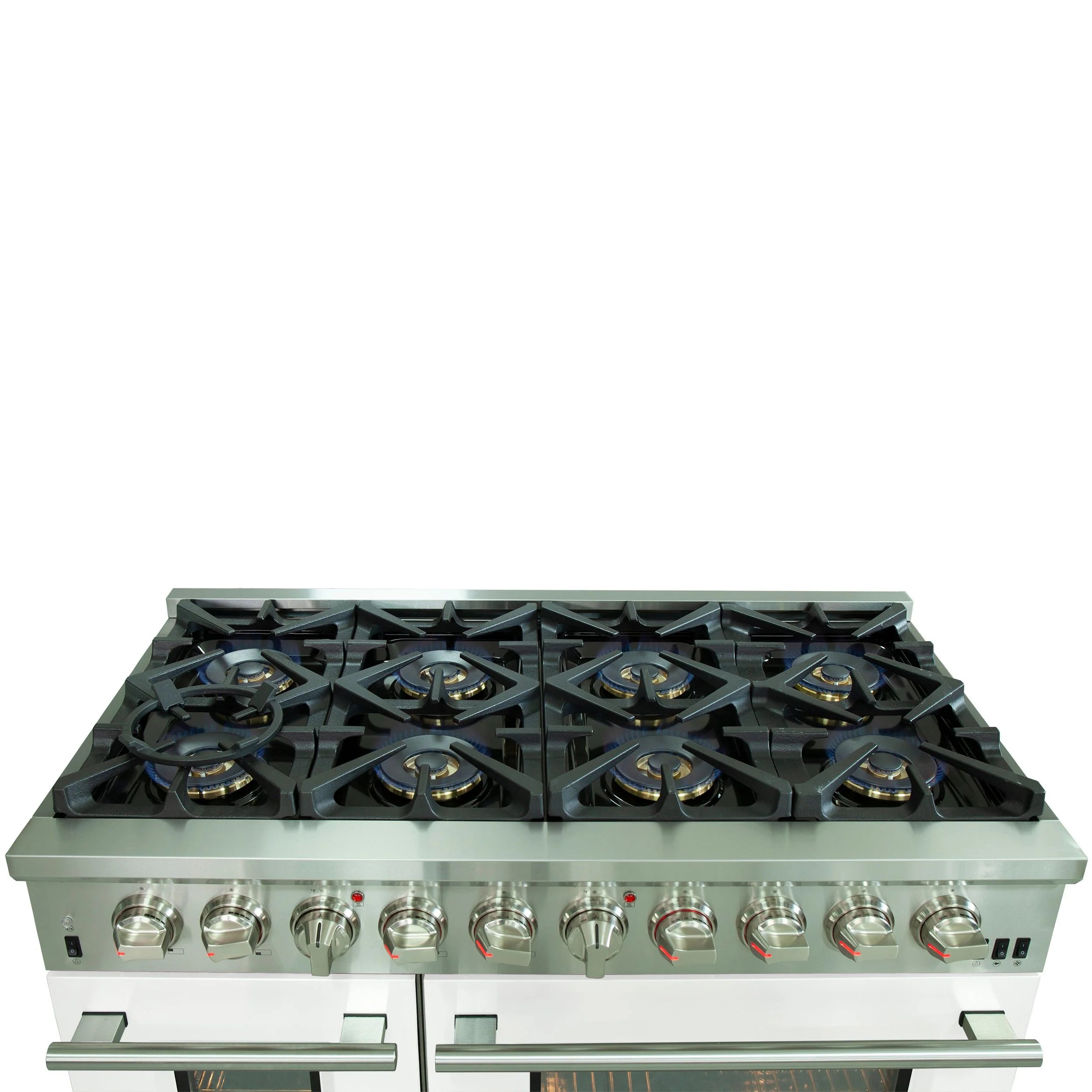 Forno Capriasca 48 in. 8-burner White Dual Fuel Range with Brass Burners 6.58 cu. ft. | FFSGS6187-48WHT