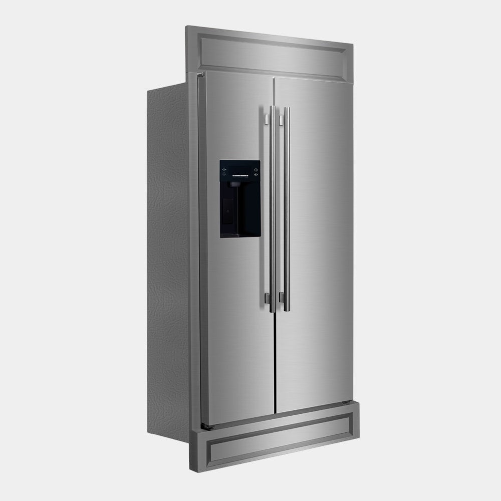 Forno Salerno 40 in. 20 cu. ft. Side-by-Side Stainless Steel Refrigerator with Water, Ice Dispenser and Decorative Trim Kit | FFRBI1844-40MG
