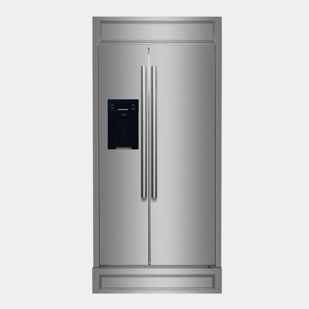 Forno Salerno 40 in. 20 cu. ft. Side-by-Side Stainless Steel Refrigerator with Water, Ice Dispenser and Decorative Trim Kit | FFRBI1844-40MG