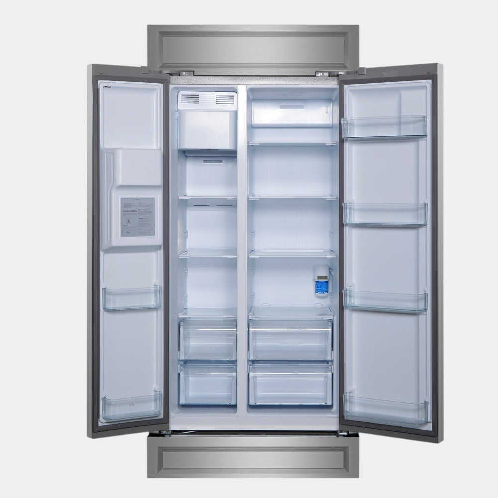 Forno Salerno 40 in. 20 cu. ft. Side-by-Side Stainless Steel Refrigerator with Water, Ice Dispenser and Decorative Trim Kit | FFRBI1844-40MG