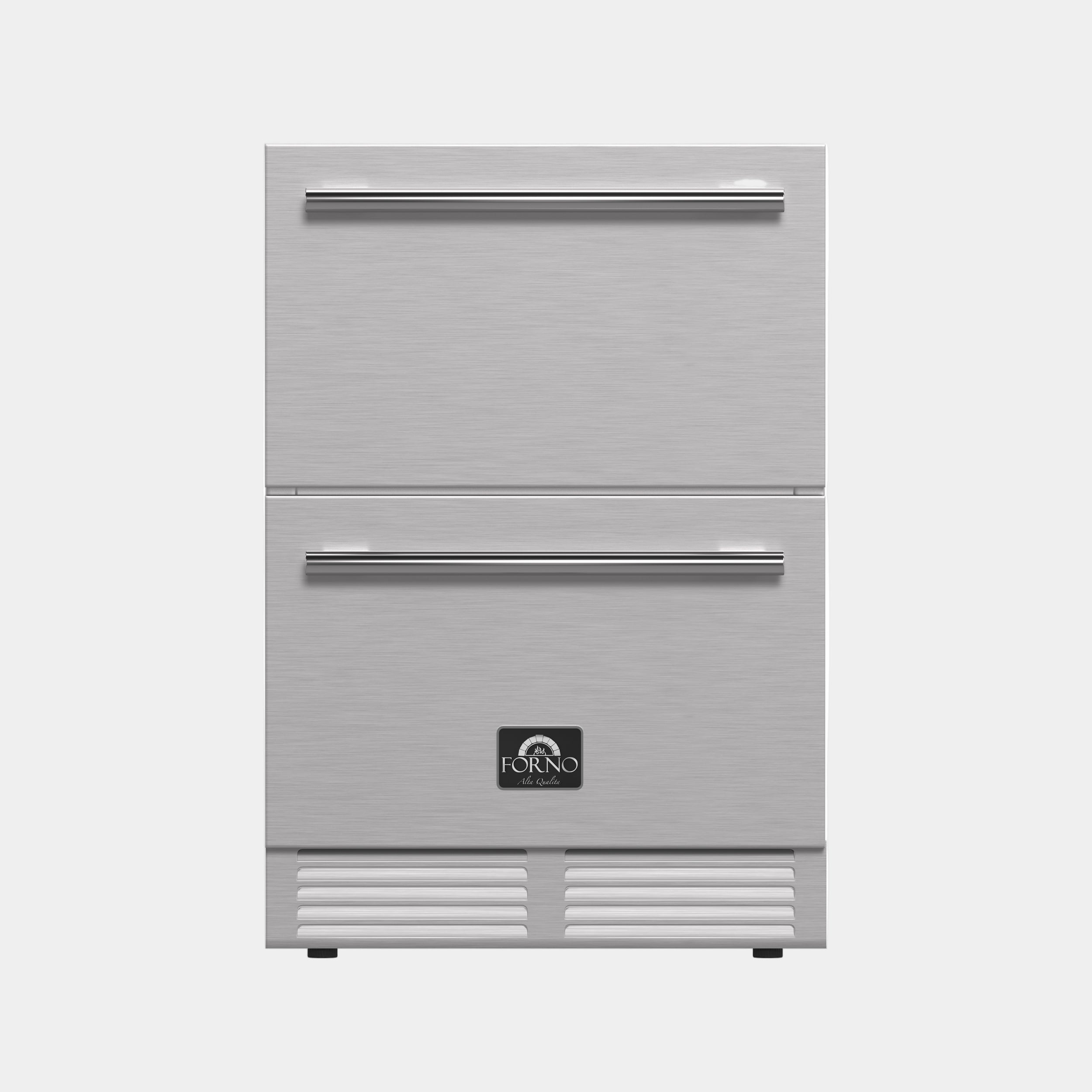Forno Como 24-Inch Indoor Outdoor Drawer Refrigerator, 4.87 cu.ft, Stainless Steel Interior, Adjustable Shelves, LED Lighting
