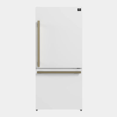 Forno Milano Espresso 31-Inch Bottom Freezer Refrigerator, White, 17.2 cu.ft Capacity, Energy Efficient