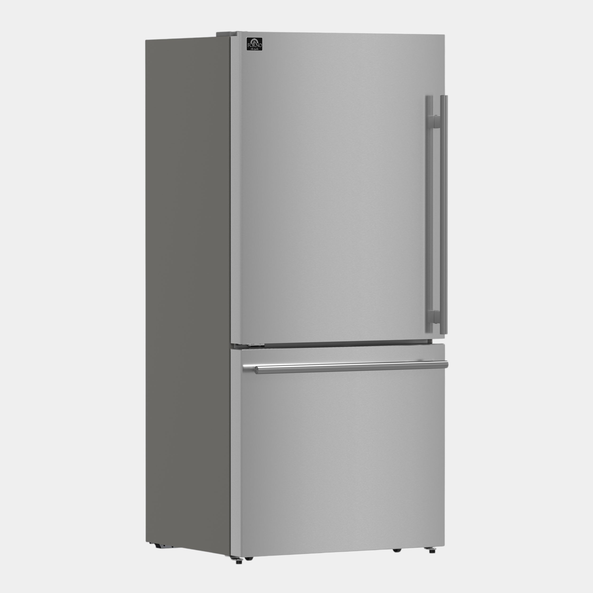 Forno Espresso Milano 31 in. 17.2 cu.ft. Stainless Steel Left Swing Refrigerator with Bottom Freezer and Ice Maker | FFFFD1786-31S
