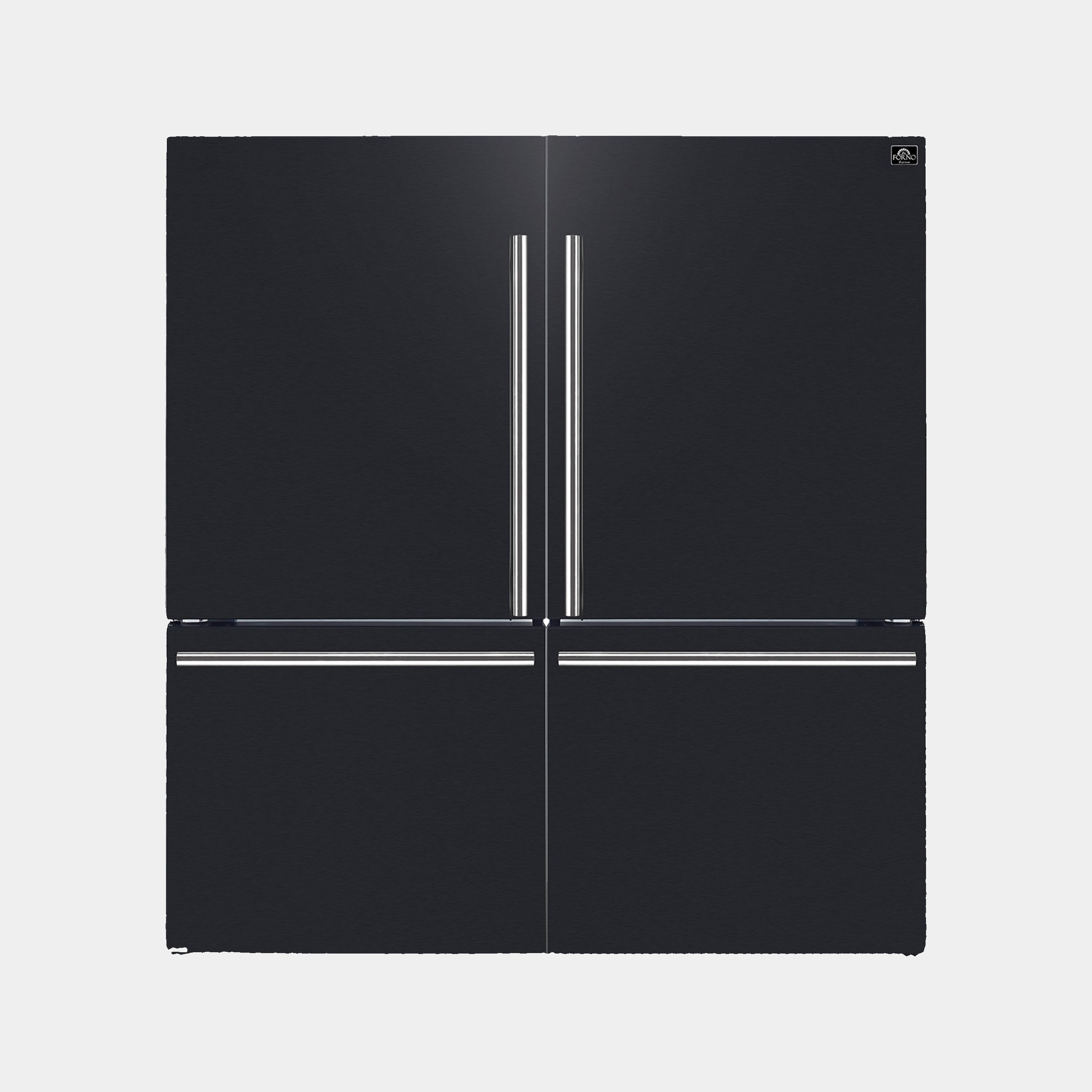 Forno Espresso Milano 62 in. 34.4 cu.ft. Black Side-By-Side Refrigerator with Ice Maker and Antique Brass Handles | FFFFD1787-60BLK