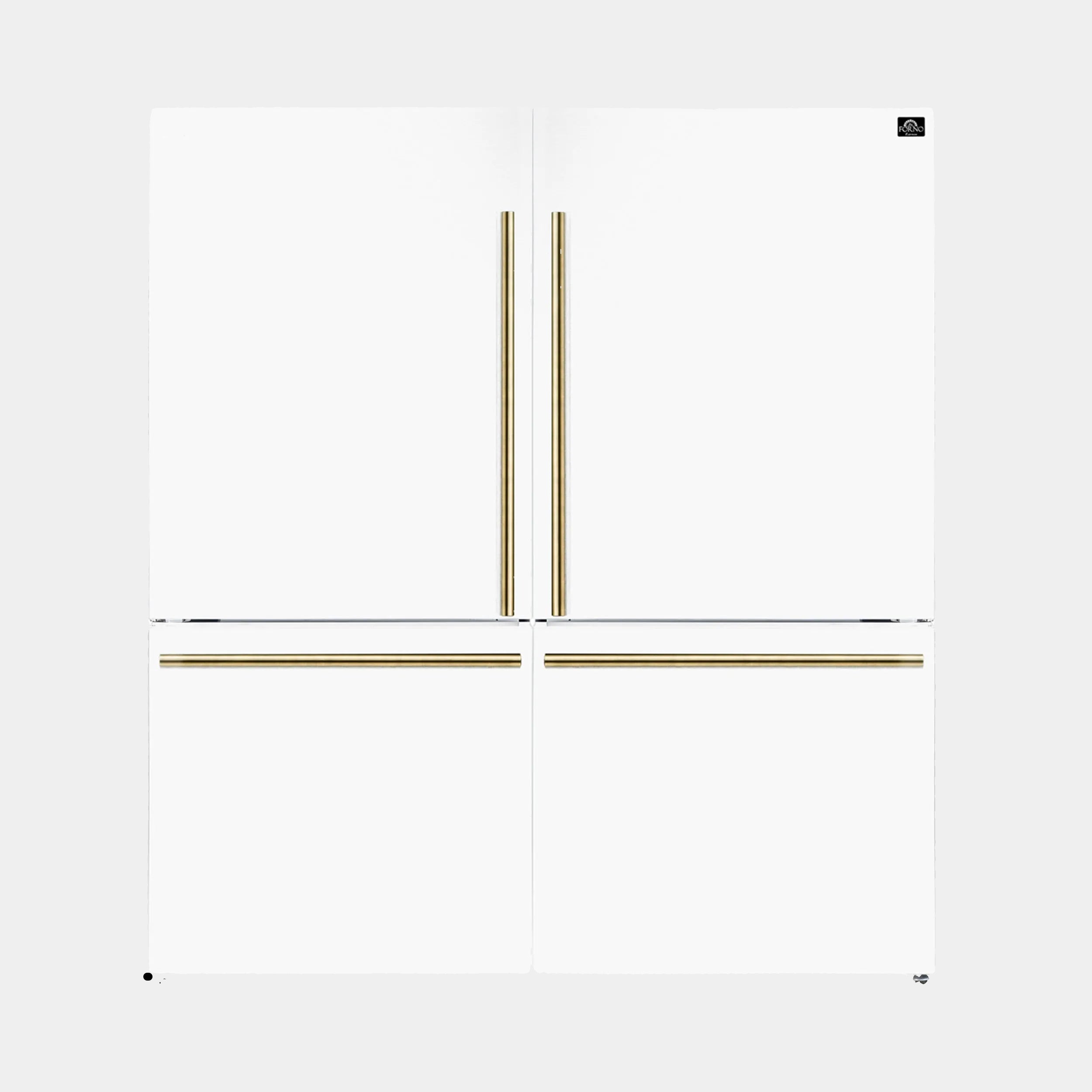 Forno Espresso Milano 62 in. 34.4 cu.ft. White Side-By-Side Refrigerator with Ice Maker and Antique Brass Handles | FFFFD1787-60WHT