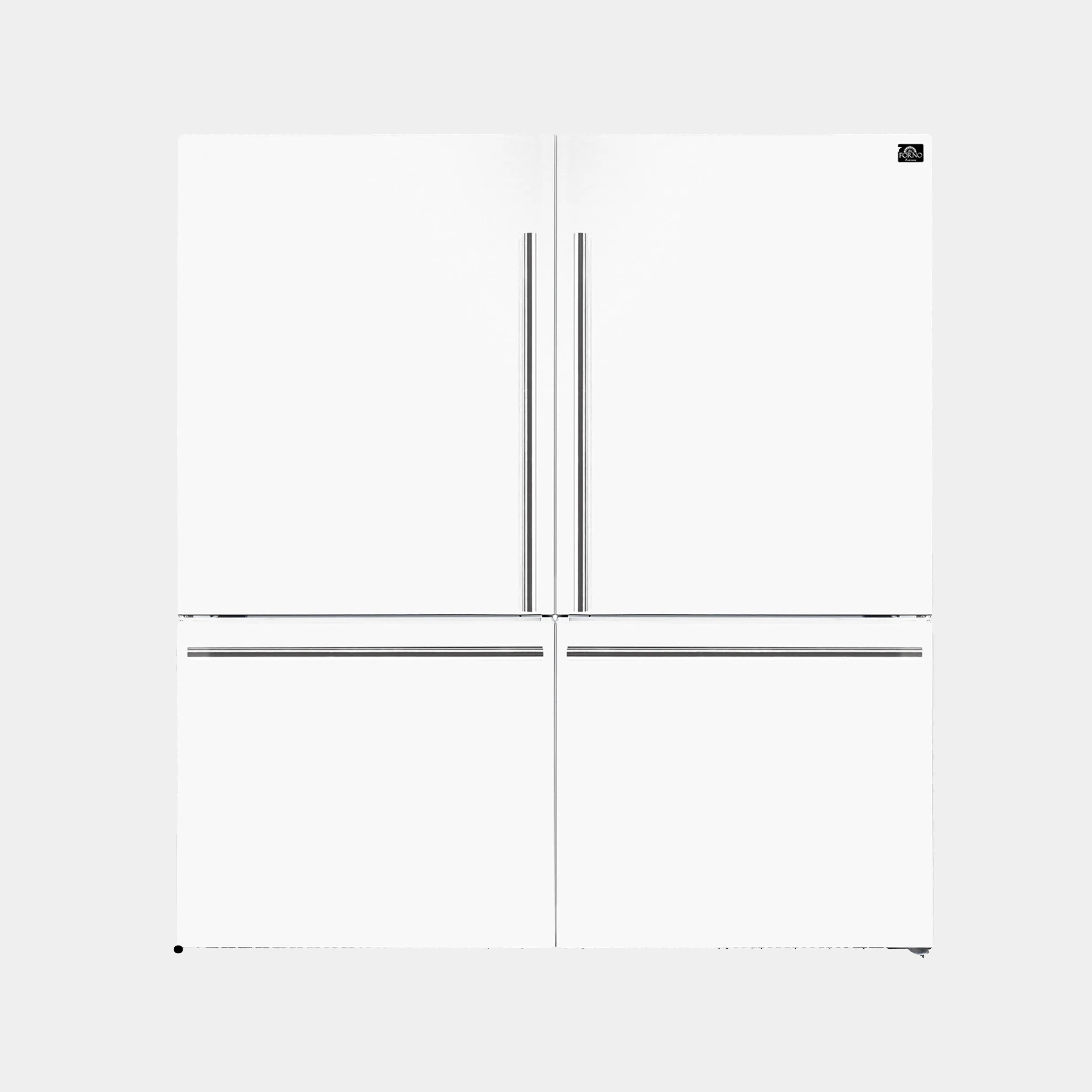 Forno Espresso Milano 62 in. 34.4 cu.ft. White Side-By-Side Refrigerator with Ice Maker and Antique Brass Handles | FFFFD1787-60WHT