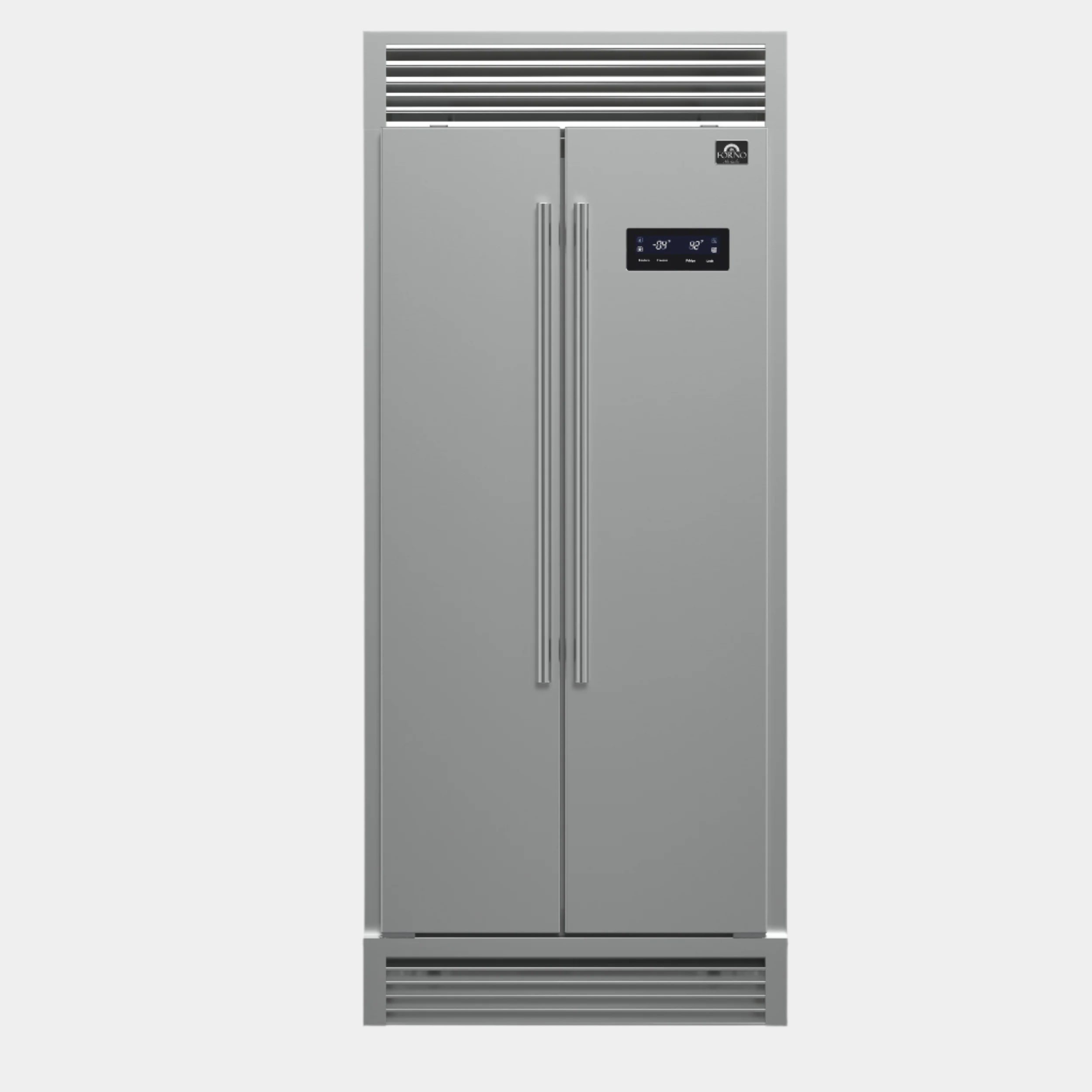 Forno Salerno 37-Inch Built-In Stainless Steel Refrigerator, 15.6 cu.ft, Decorative Grill, ENERGY STAR Certified