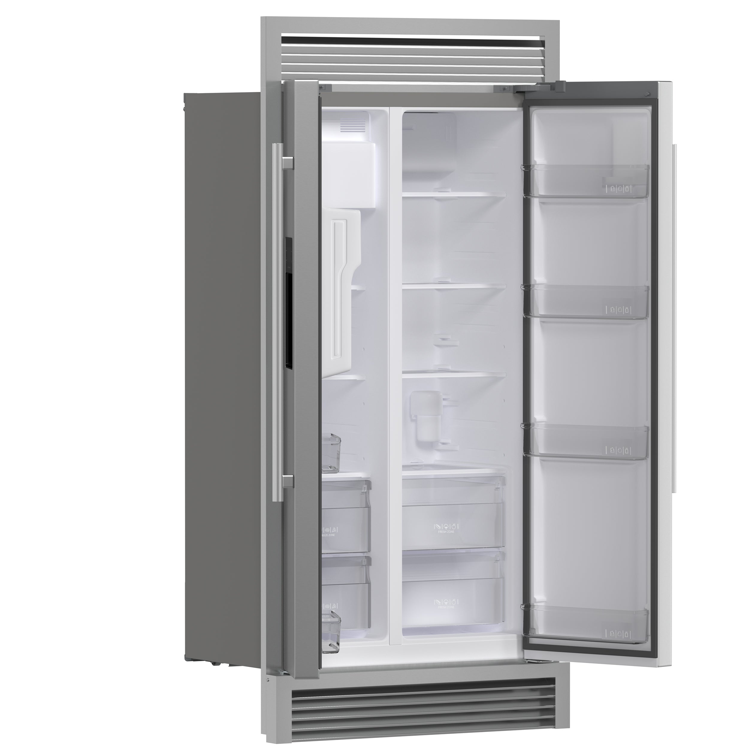 Forno Salerno 40 in. 20 cu. ft. Side-by-Side Stainless Steel Refrigerator with Water, Ice Dispenser and Grill Trim Kit | FFRBI1844-40SG