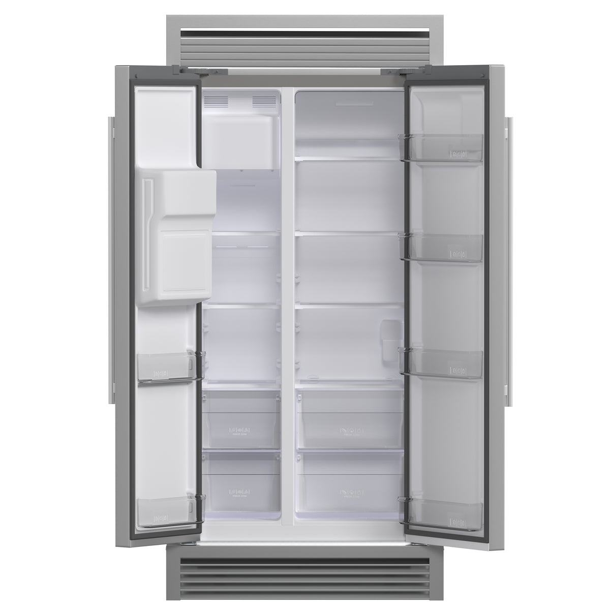 Forno Salerno 40 in. 20 cu. ft. Side-by-Side Stainless Steel Refrigerator with Water, Ice Dispenser and Grill Trim Kit | FFRBI1844-40SG